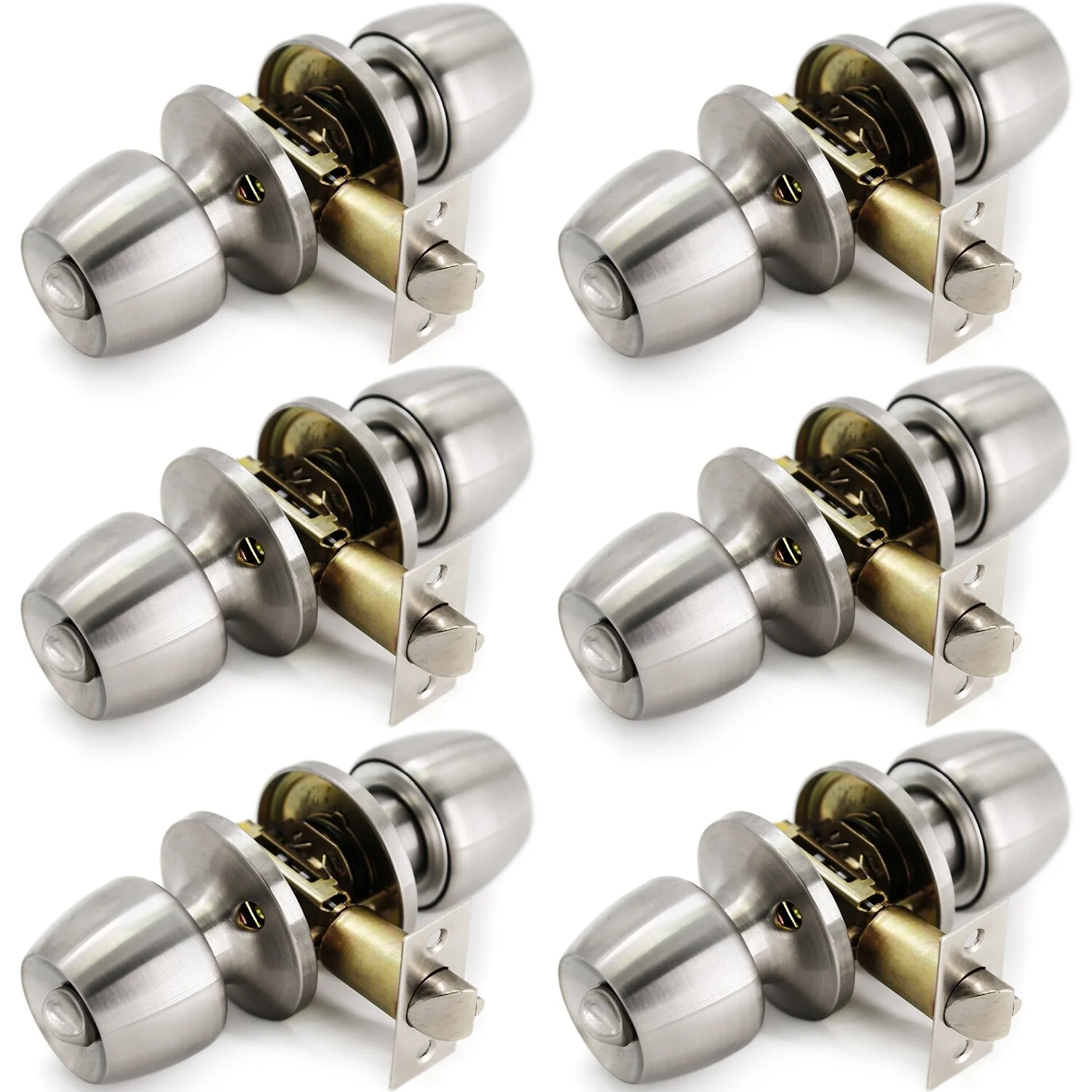 6 Pack Door Knob and Lock Set Versa Privacy by Villar Home Designs Bronze