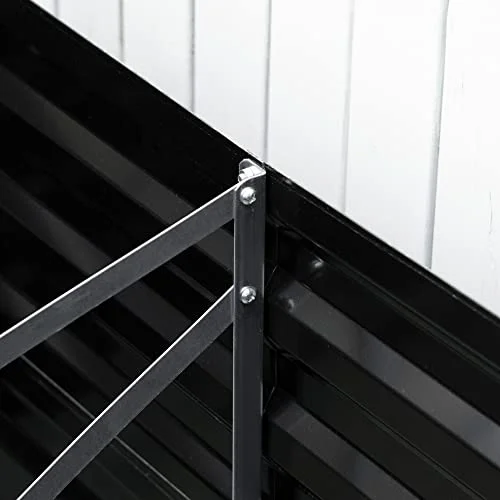 Outsunny Galvanized Raised Garden Bed Kit, Large and Tall Metal Planter Box for Vegetables, Flowers and Herbs, Reinforced, 6' x 3' x 2', Black