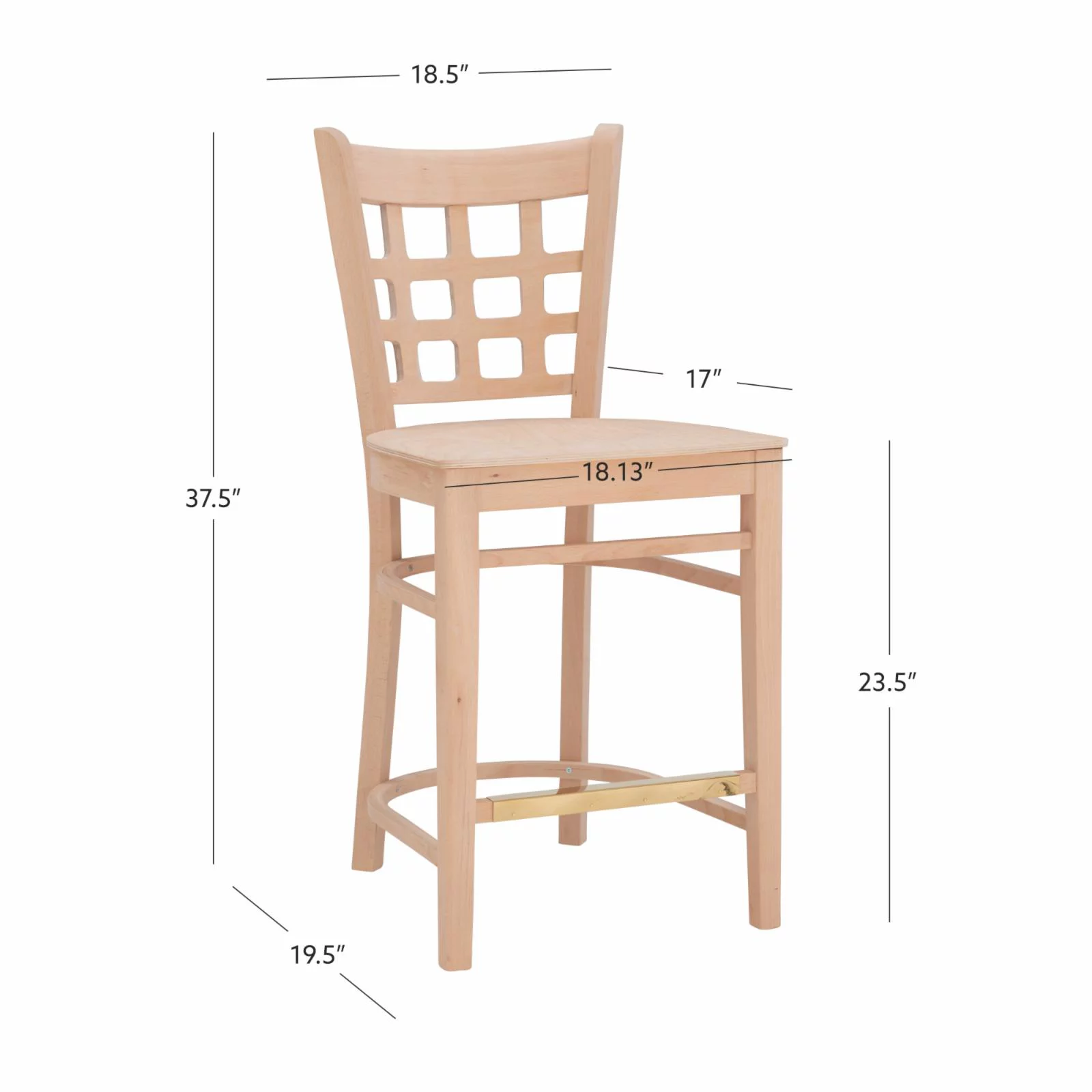 Linon Lola 24 in. Counter Stool - Unfinished - Set of 2