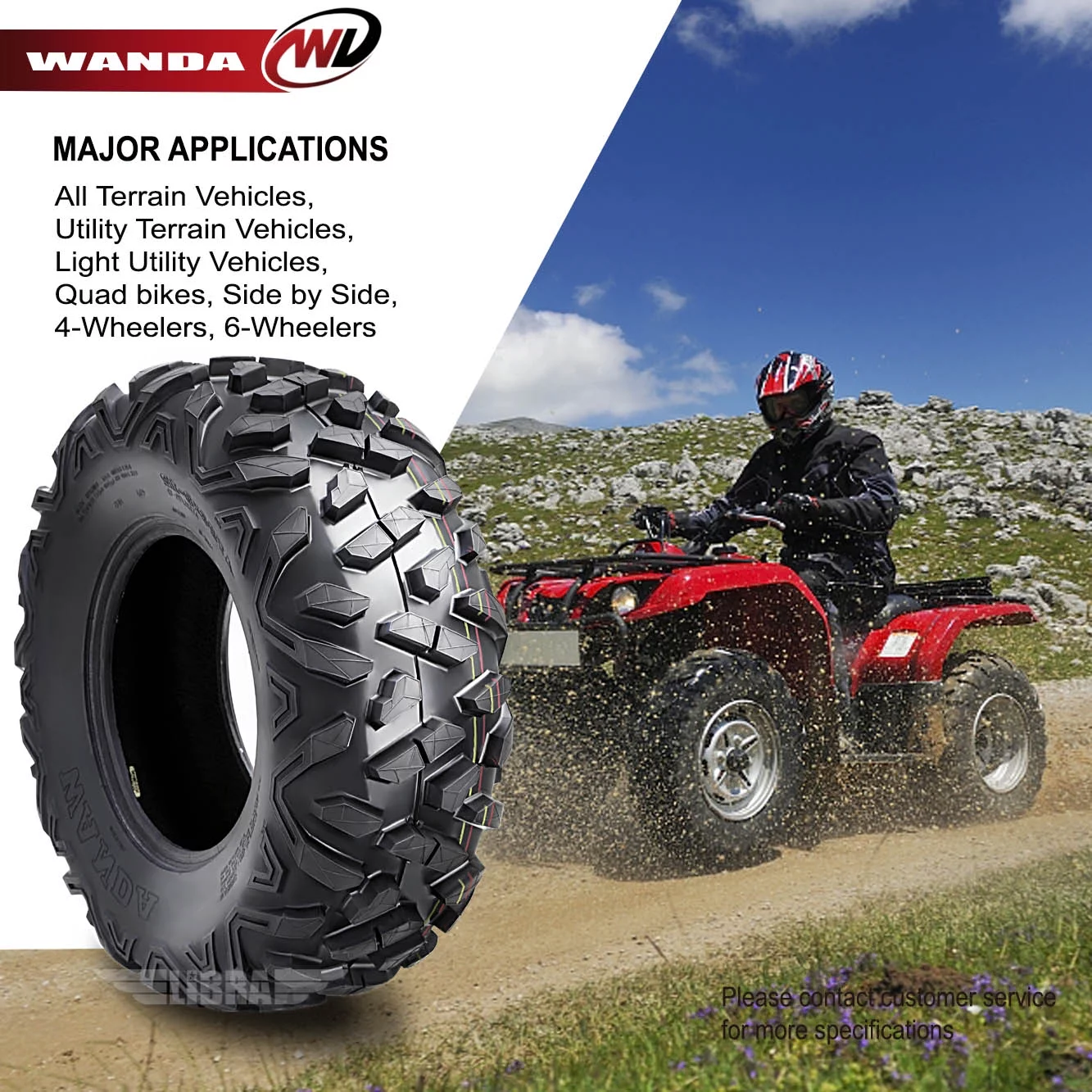 Wanda ATV/UTV Tires 26x9R12 Front & 26x11R12 Rear /6PR P3501 - 10179/10180, Set 4