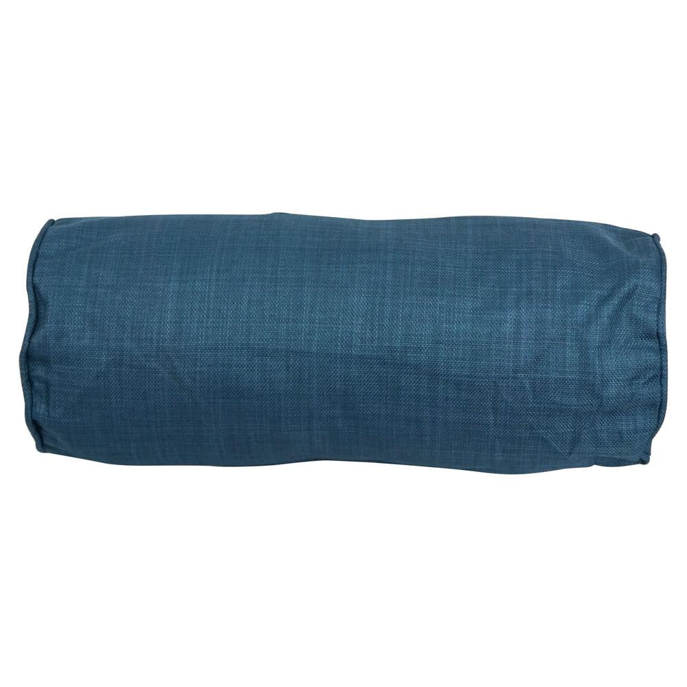 Blazing Needles  20 x 8 in. Double-Corded Spun Polyester Bolster Pillows with Inserts, Sea Blue - Set of 2