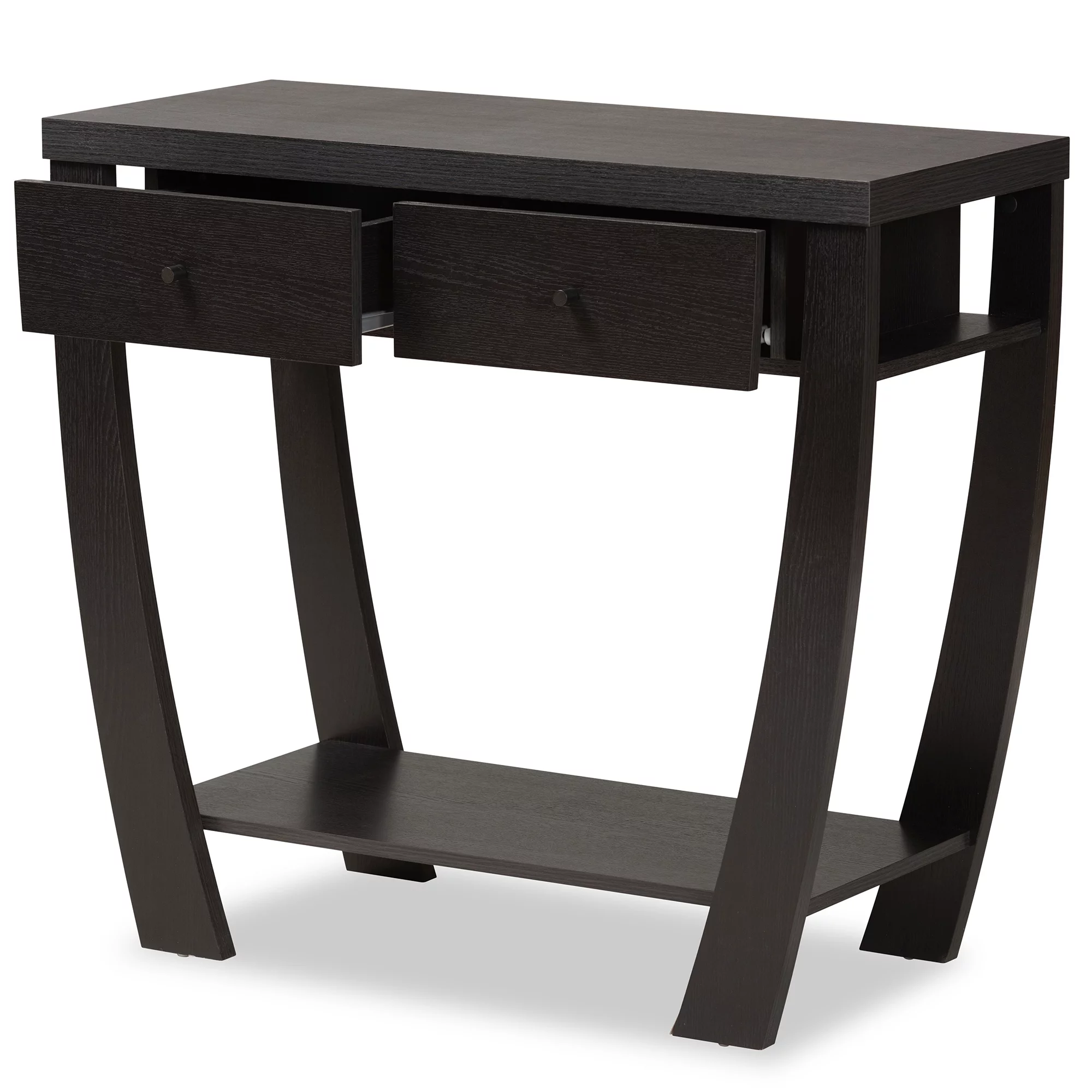 Baxton Studio Capote Modern Wood 2 Drawer Console Table, Dark Brown
