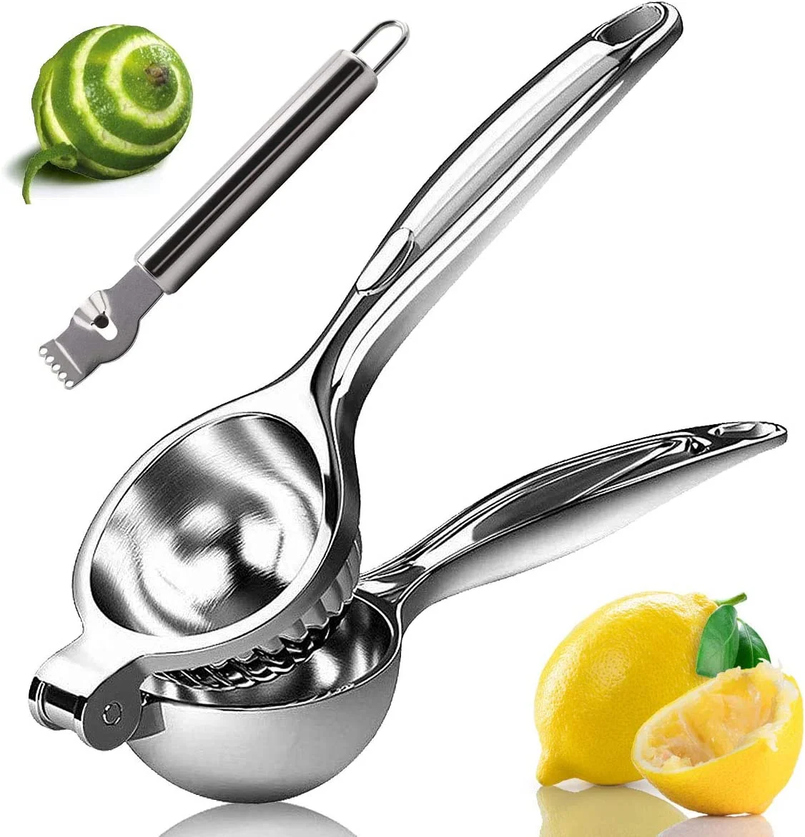Monkkino Lemon Squeezer, Lemon Squeezer Juicer, Citrus Juicer Handheld, Lemon Juicer, Stainless Steel Juicer Hand Press, Lime Squeezer Bar Tool, Manual Citrus Press, Lime Juicer w/Zester, 2 pcs