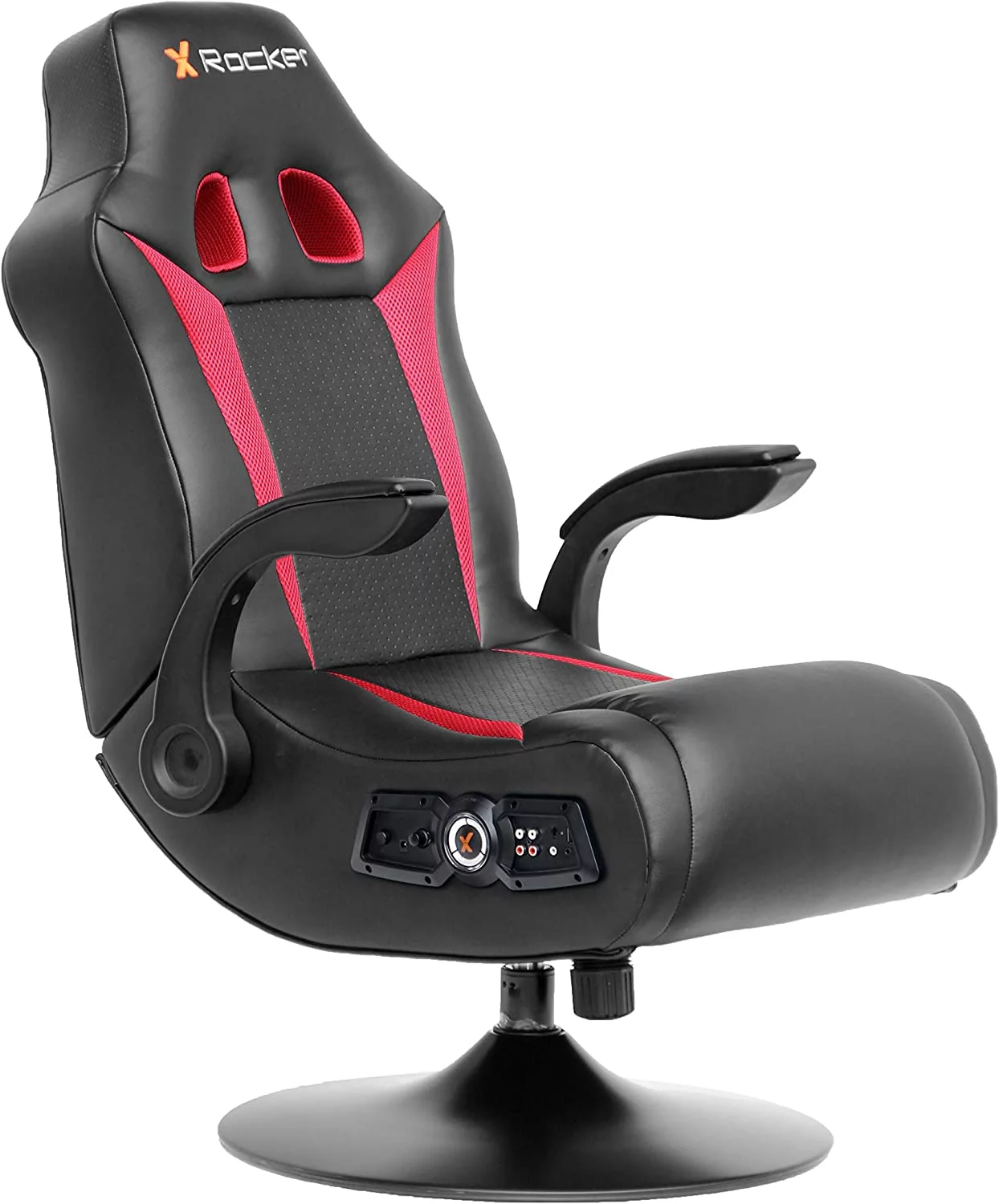 X Rocker Bluetooth & Ergonomic Swivel Leather Gaming Chair, Black/Red