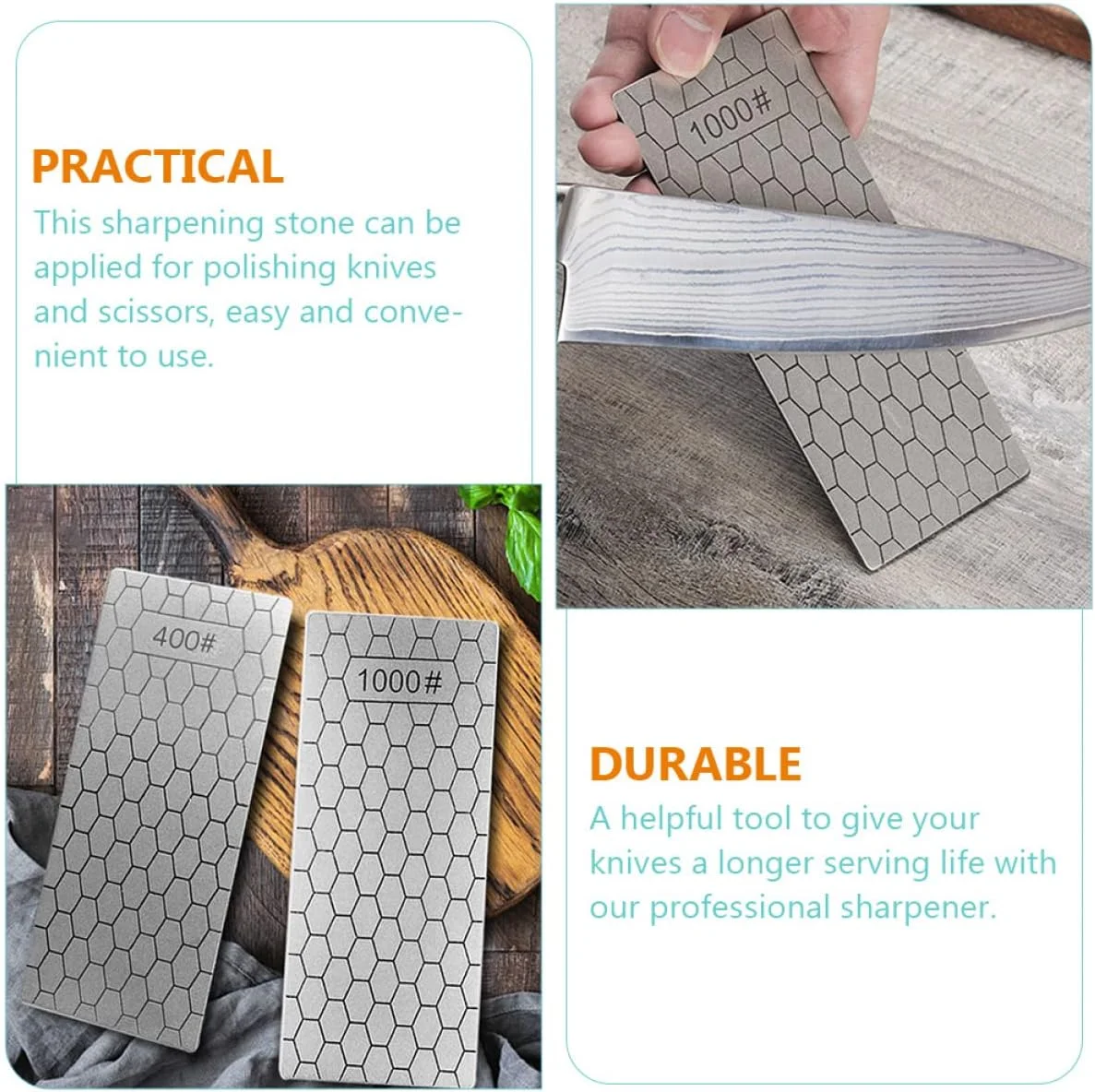 Double-Sided Diamond Sharpening Bench Stone, Grind Kitchen Knife Sharpener, Grit Sharpening Stone, Grit Knife and Tool Sharpener