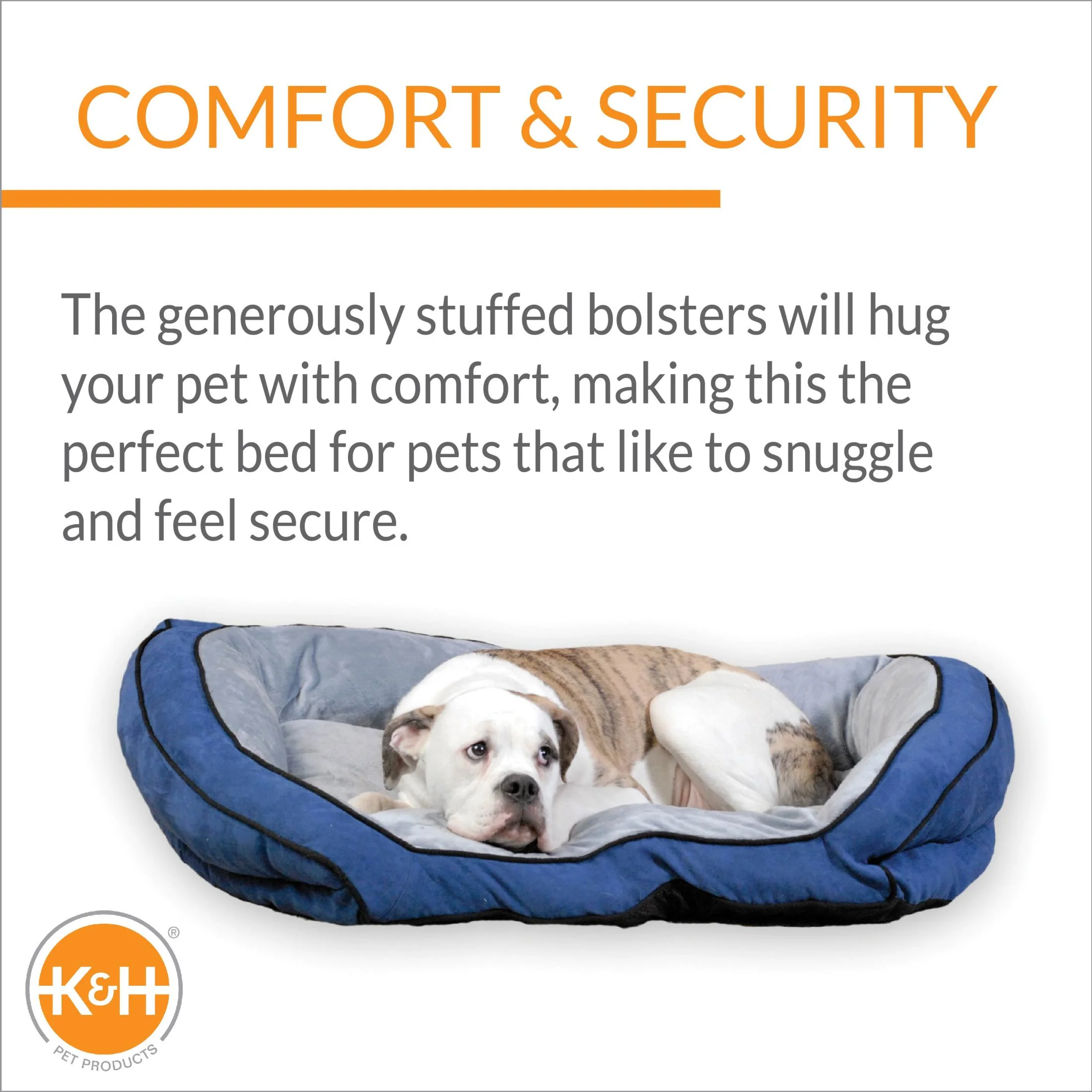 K&H Pet Products Bolster Couch Dog Bed, Large, Blue/Gray