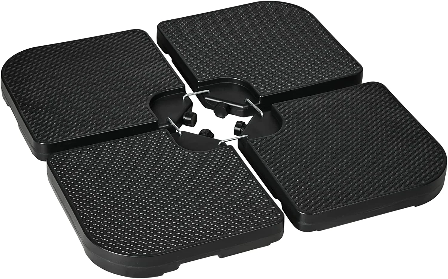 Outsunny HDPE Material Patio Umbrella Base Weights Sand Filled up to 175 Lb. for Any Offset Umbrella Base | 4-Piece, Water or Sand Filled, All-Weather, Black (Square)