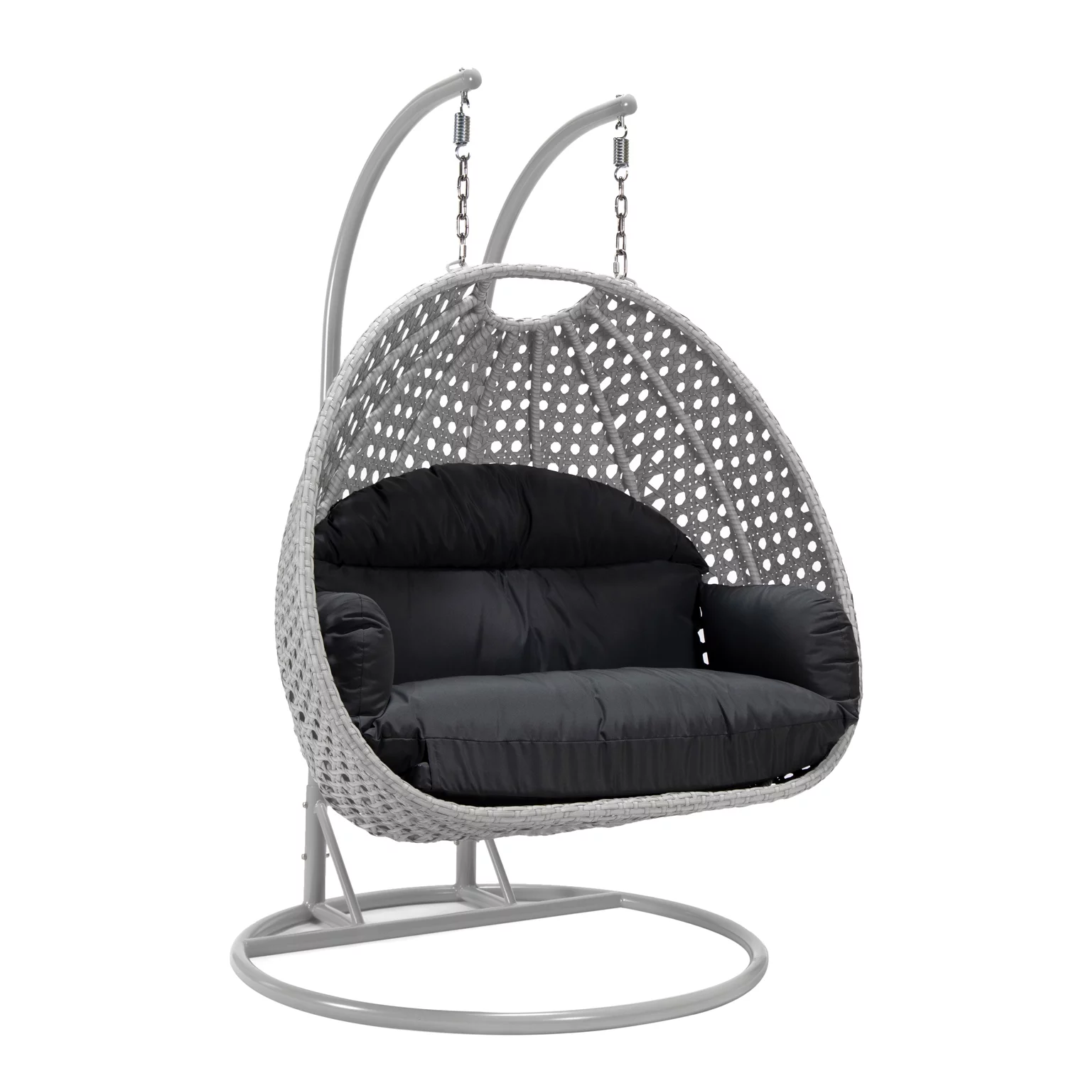 Maykoosh Mediterranean Magic Light Grey Wicker Hanging 2 person Egg Swing Chair
