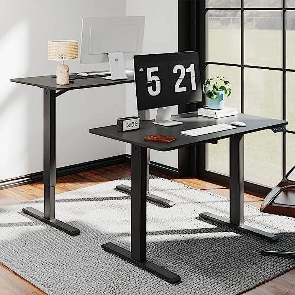 JDZHAPPYLIFE Standing Desk Adjustable Height  43x24 Inch Stand up Desk for Home Office Computer Desk with Memory Preset(43x24 Whole Board Black)