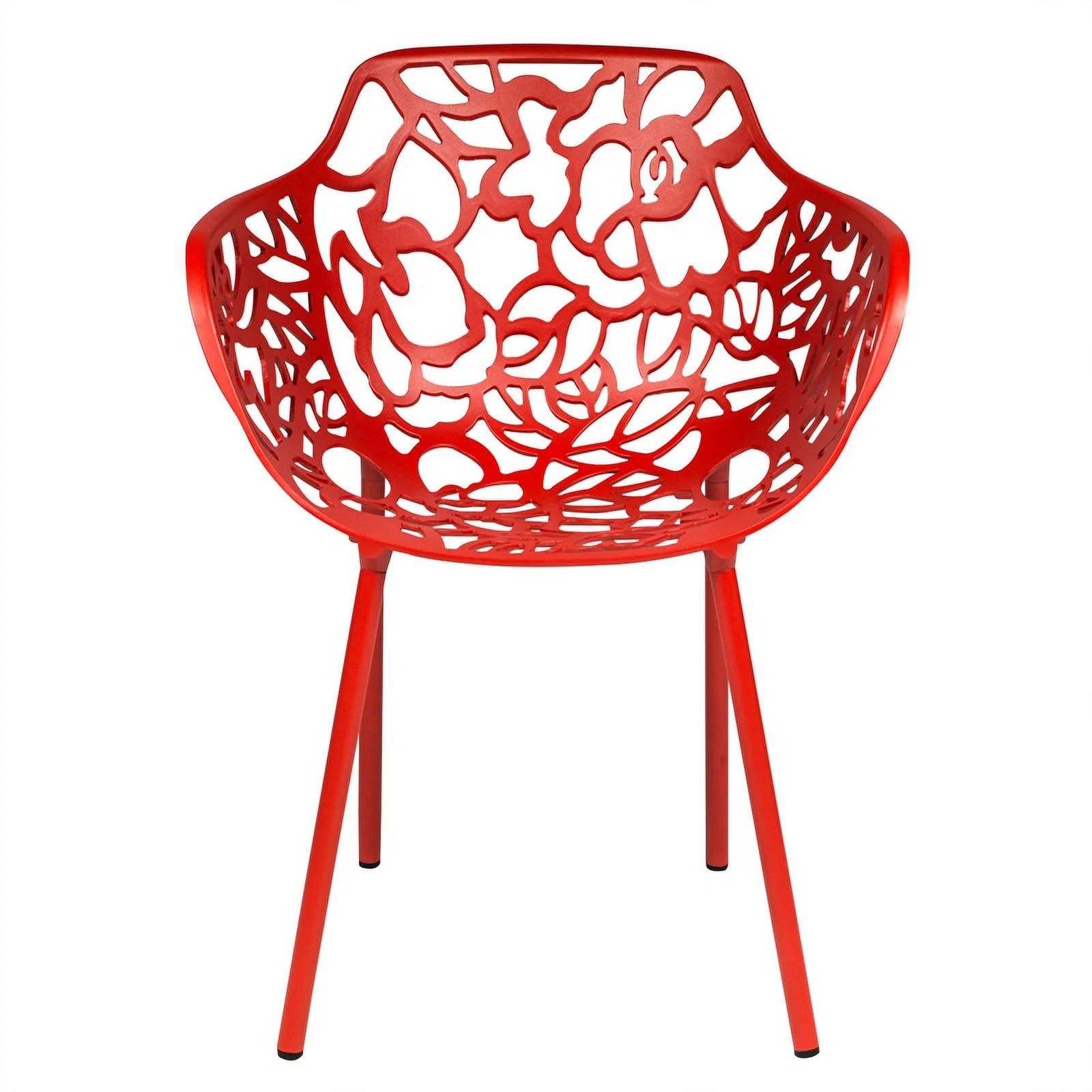 Afuera Living Modern Indoor Outdoor Aluminum Dining Armchair Red Set of 2