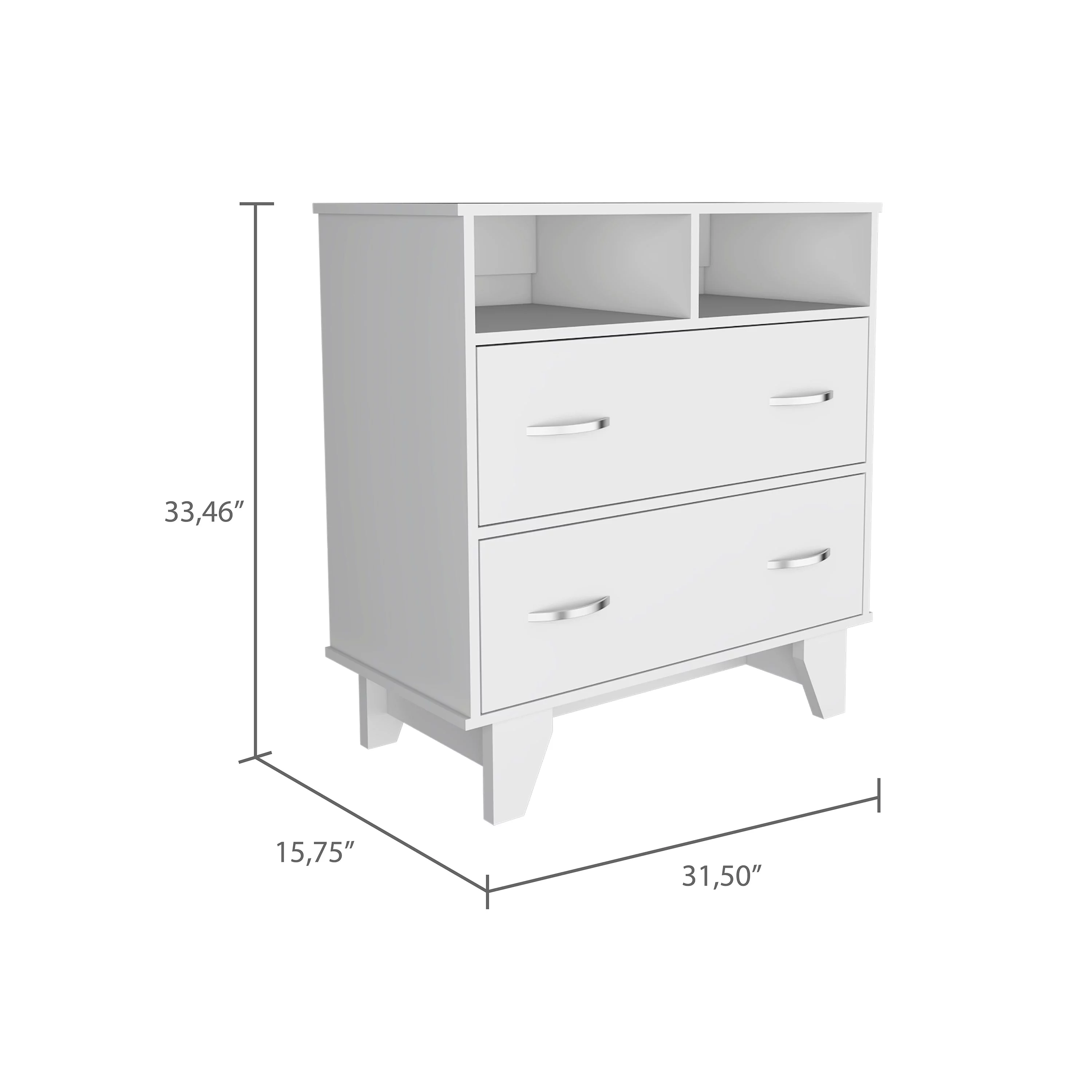 Boahaus Leymah Dresser, 2 Drawers and 2 Shelves, White