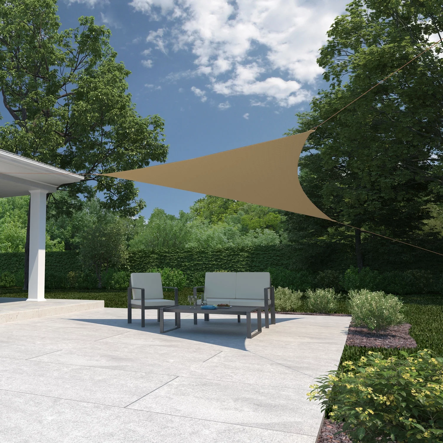 Coolaroo Ready to Hang Outdoor Sun Shade Sail Triangle 90% UV Block Protection for Backyard, Garden, Patio, Playground, 11'10