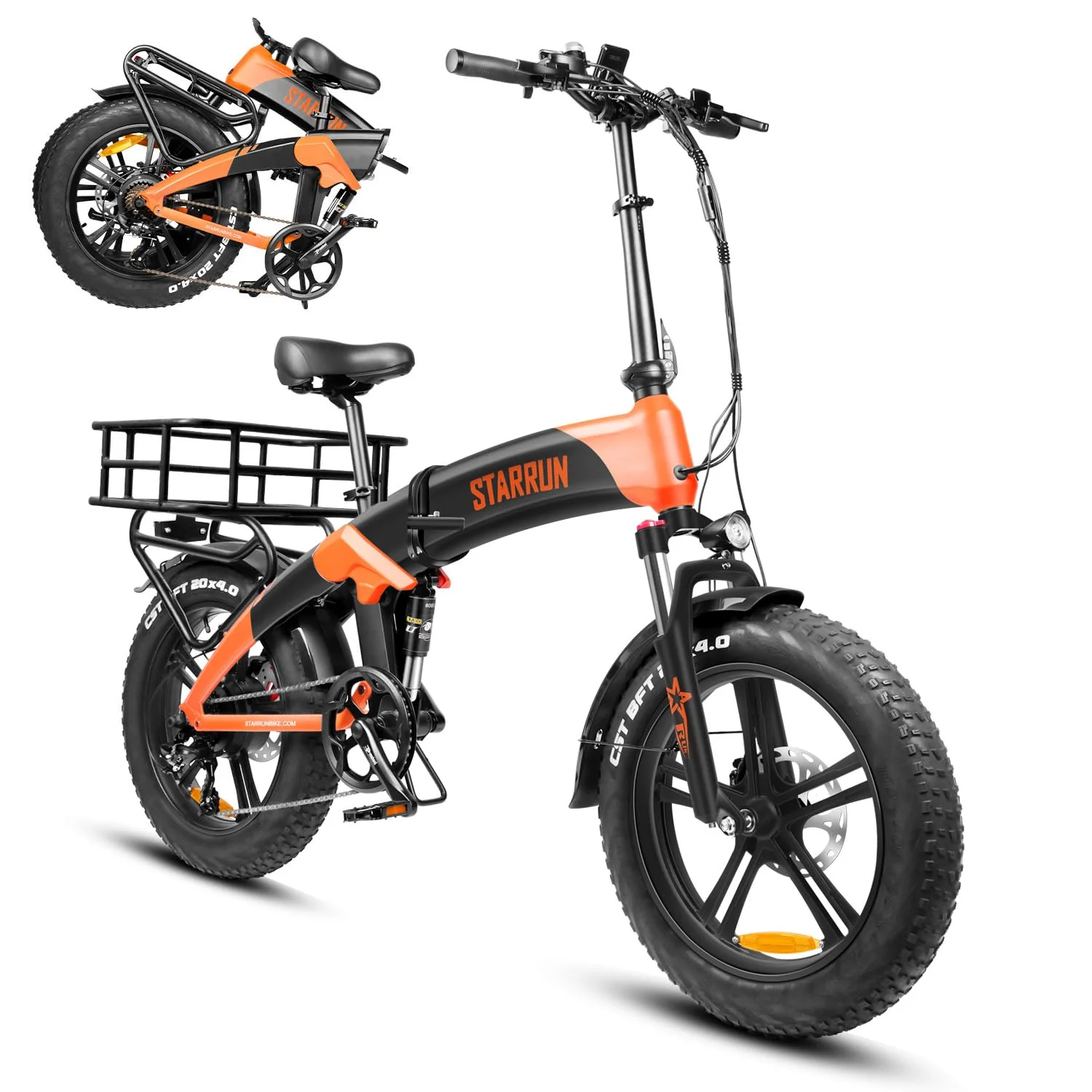 Folding Electric Bike Full Suspension 750W 20MPH Color Display 7 Speed 20