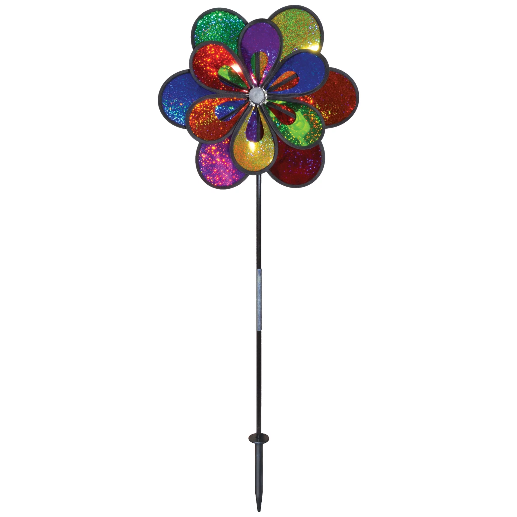 In the Breeze 2691 — 13-Inch Rainbow Sparkle Double Windee Wheelz Spinner - Colorful Wind Spinner for your Yard and Garden