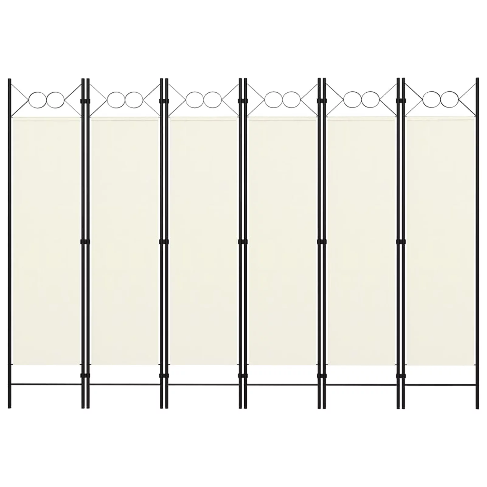 Anself 6 Panel Folding Room Divider Fabric Freestanding Room Partition Panel Screen Iron Frame Cream White for Bedroom, Bathroom, Living Room Home Furniture 94.5 x 70.9 Inches (W x H)