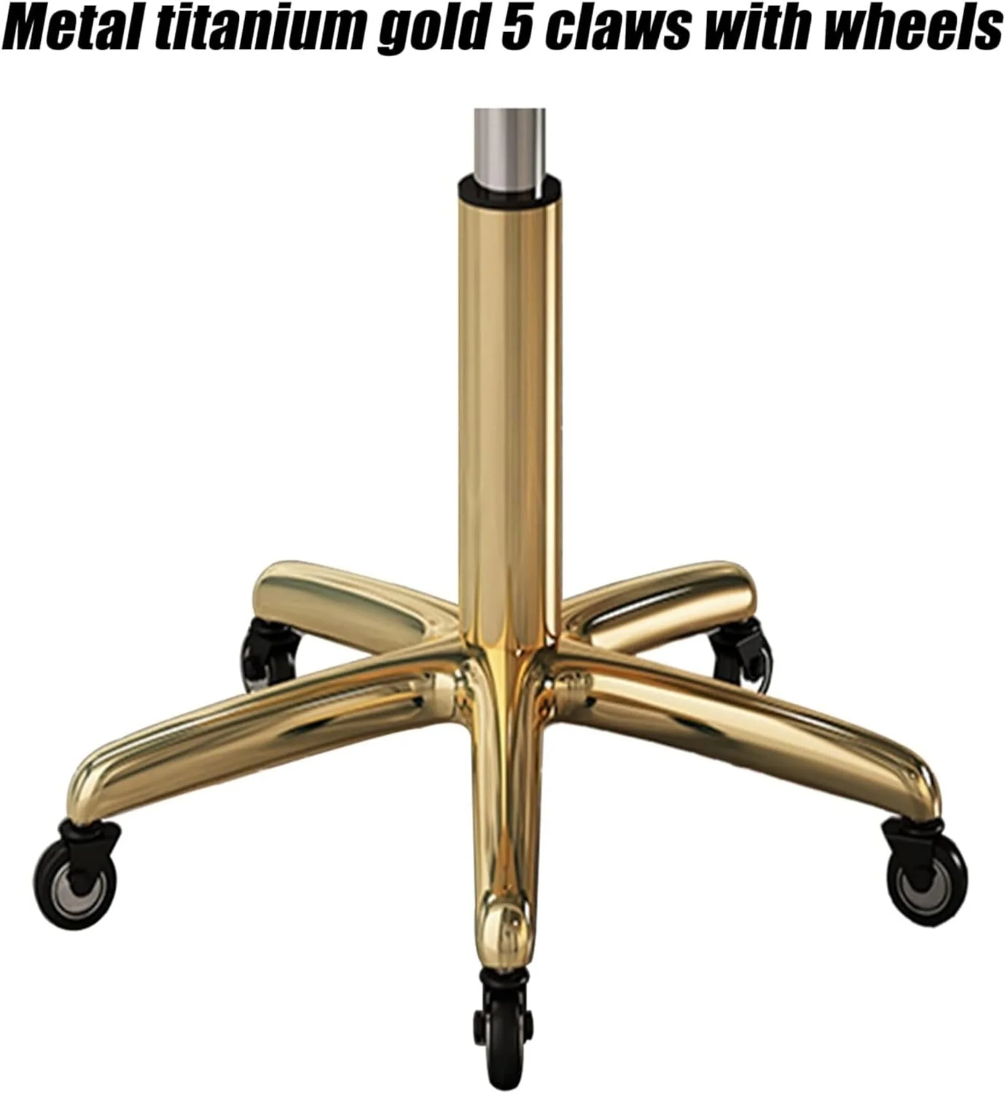 EMOWRASUL Metal 5-Leg Counter Chair Adjustable Height Swivel Bar Stool Modern Gold Titanium for Makeup Salons and Kitchen Counters (Beige)