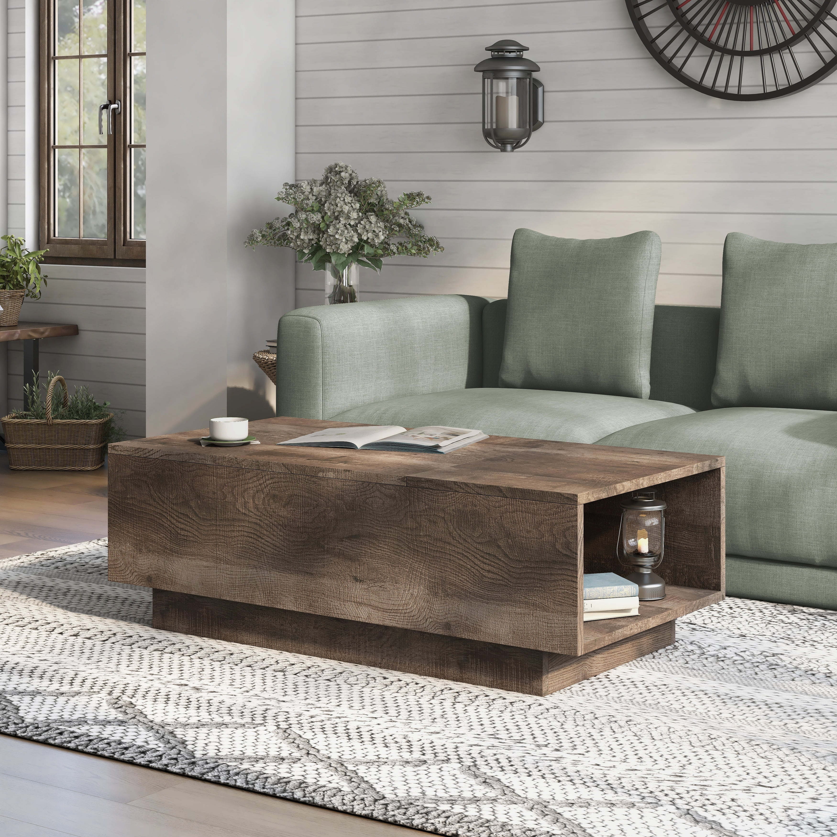 Furniture of America Uver Rustic 47-inch 1-Shelf Lift-top Coffee Table by  Reclaimed Oak