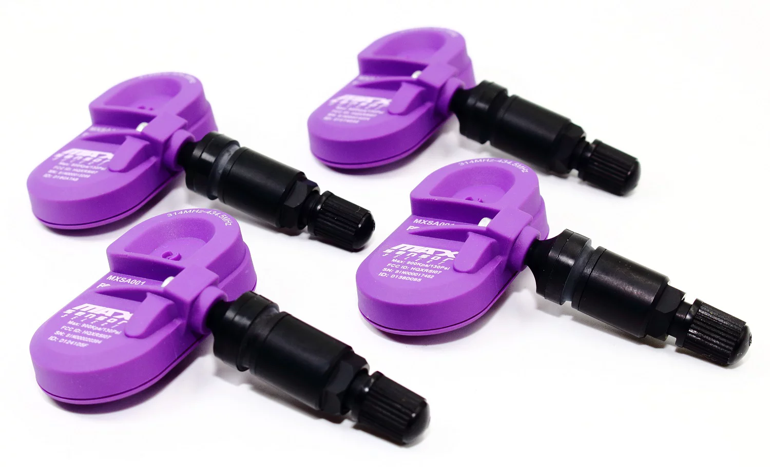 Set of 4 MAX MXSA001 TPMS 315mhz Tire Pressure Sensors for Infiniti Replaces 407001LA0E 407001LA0C 47001LA0A w/Matte Black Aluminum Valve Stems