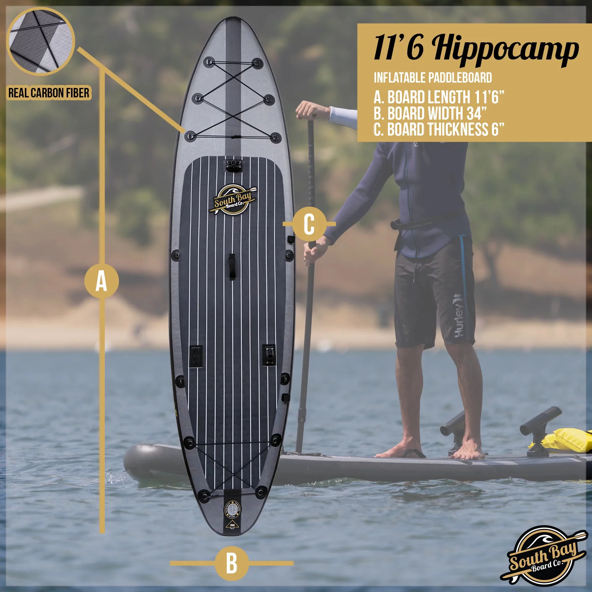 South By Board Co. 11'6 Hippokamp Inflatable Standup Paddle Board Package, ISUP, Paddle, Pump, Bag, Leash & Fins