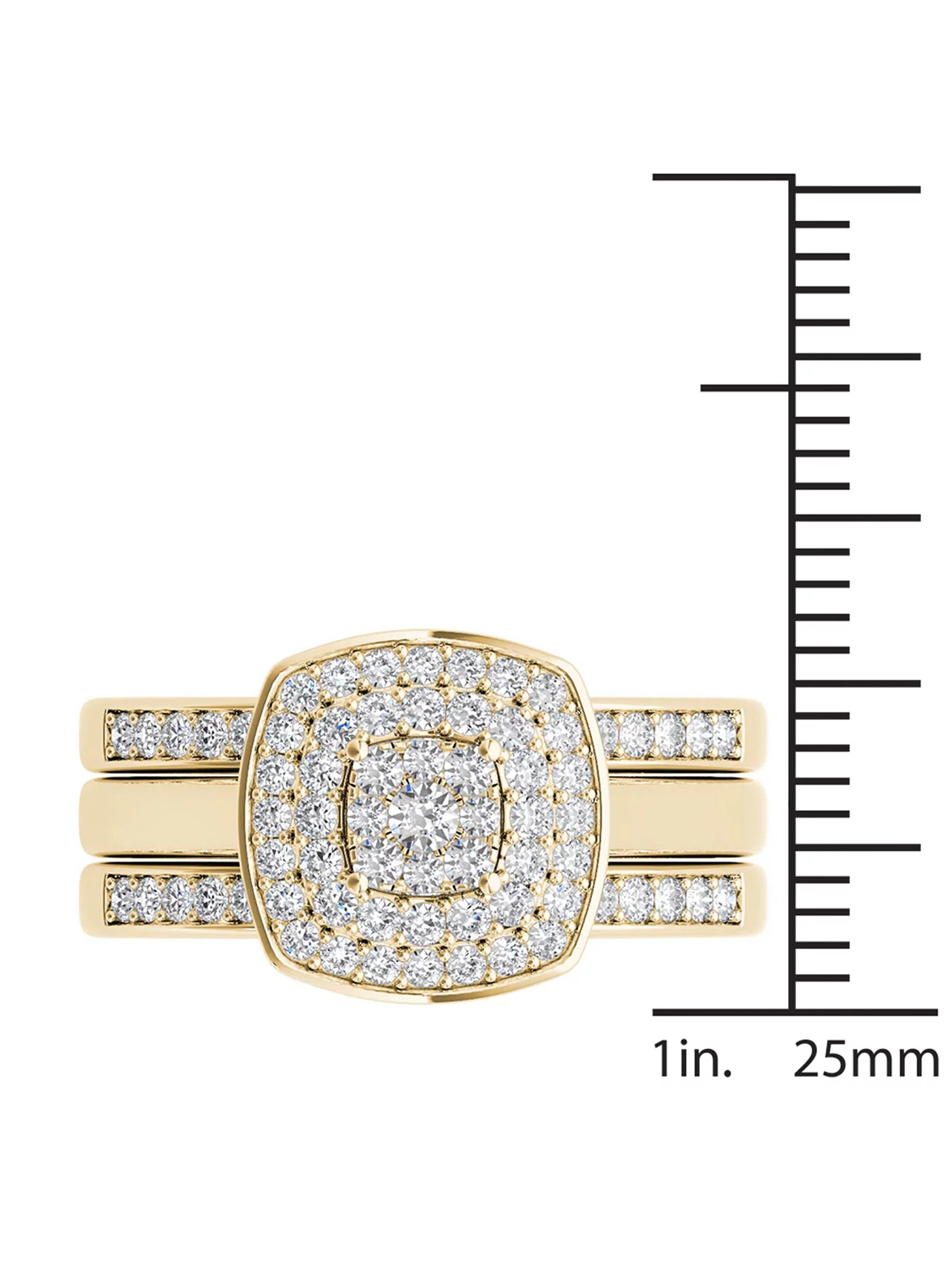 Imperial 3/8Ct TDW Diamond 10k Yellow Gold Cluster Halo Bridal Set (H-I, I2)