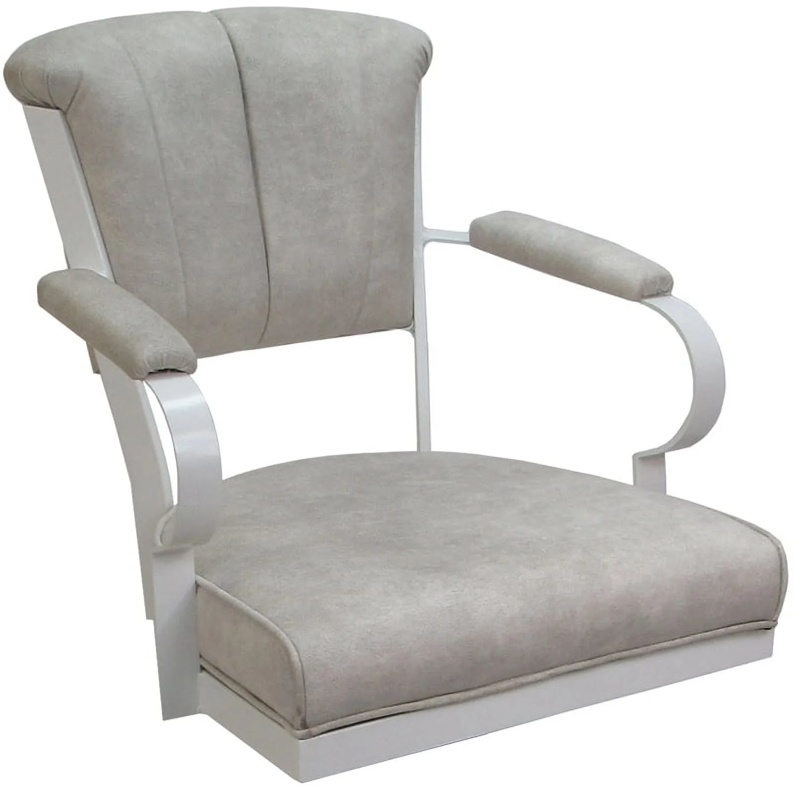 Miami Swivel Tilt Metal Caster Chair - Smoke Beige Fabric - White Base
