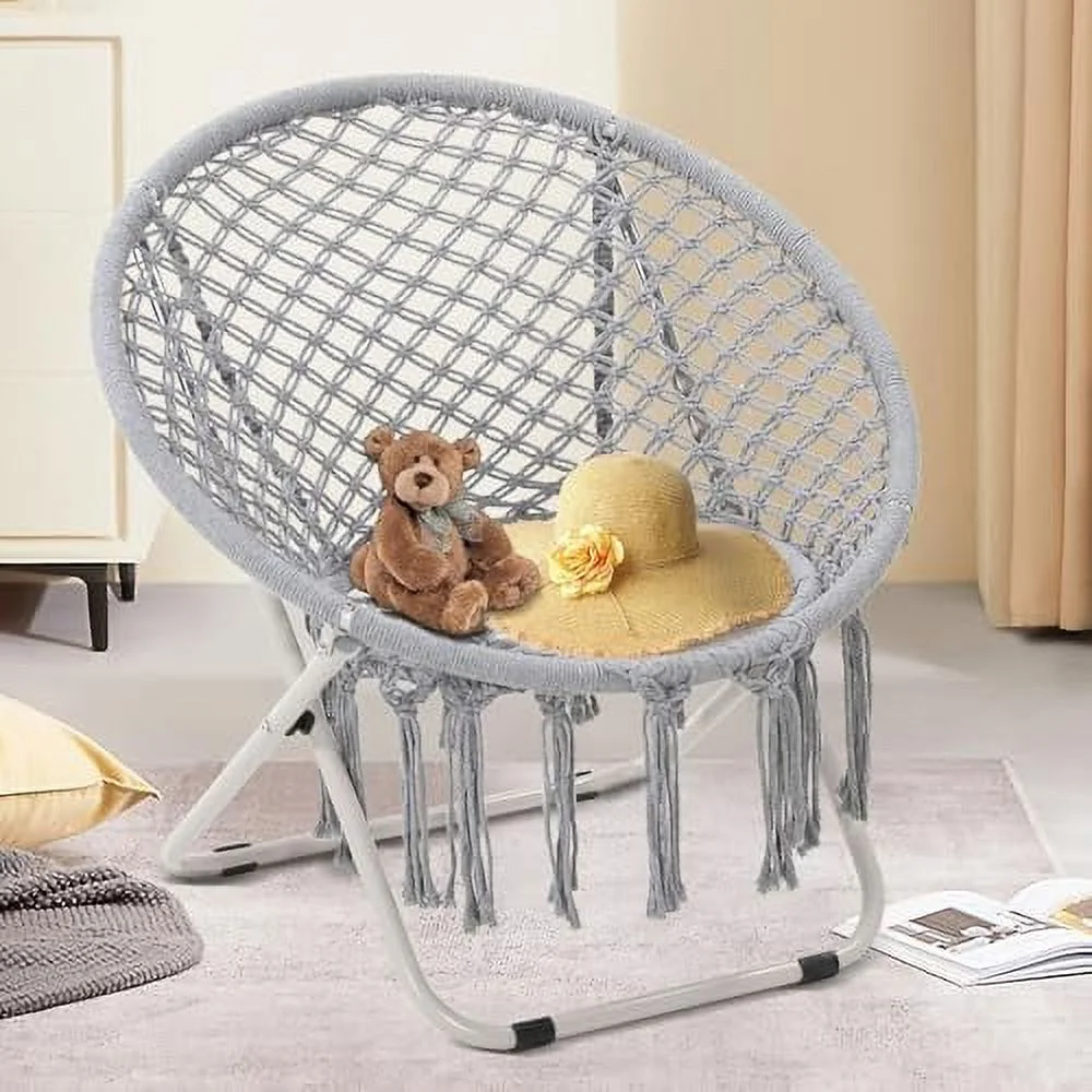 CLKHGFAR Saucer Chair   Living Room Chair  Cute Bohemian Folding Round Circle Bedroom Chair  Ideal for Adults and Teens  Black