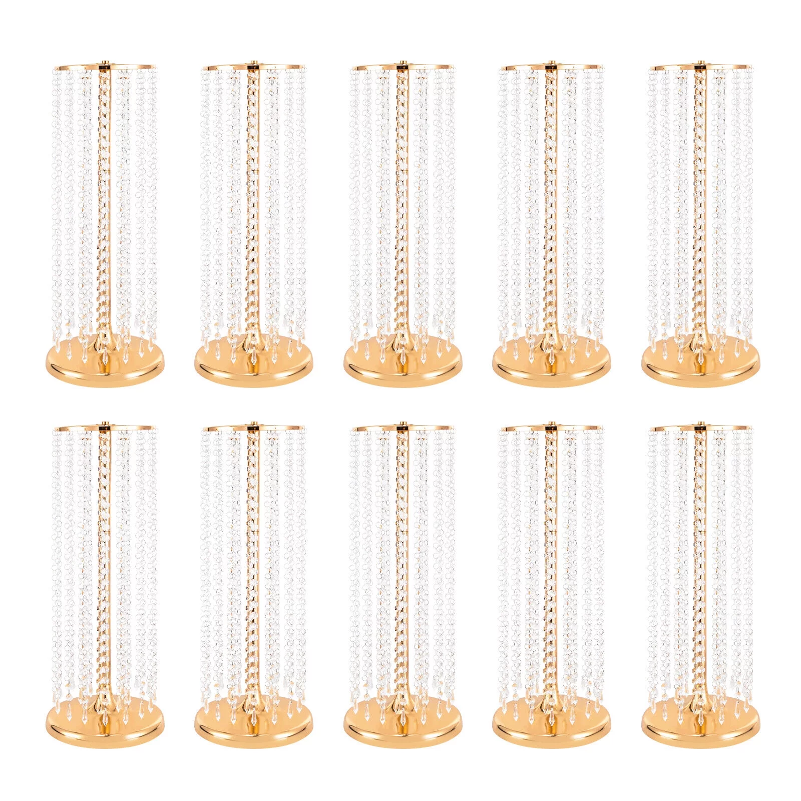 10 PCS Metal Gold Flower Vase Wedding Table Centerpieces Acrylic Crystal Flower Stand