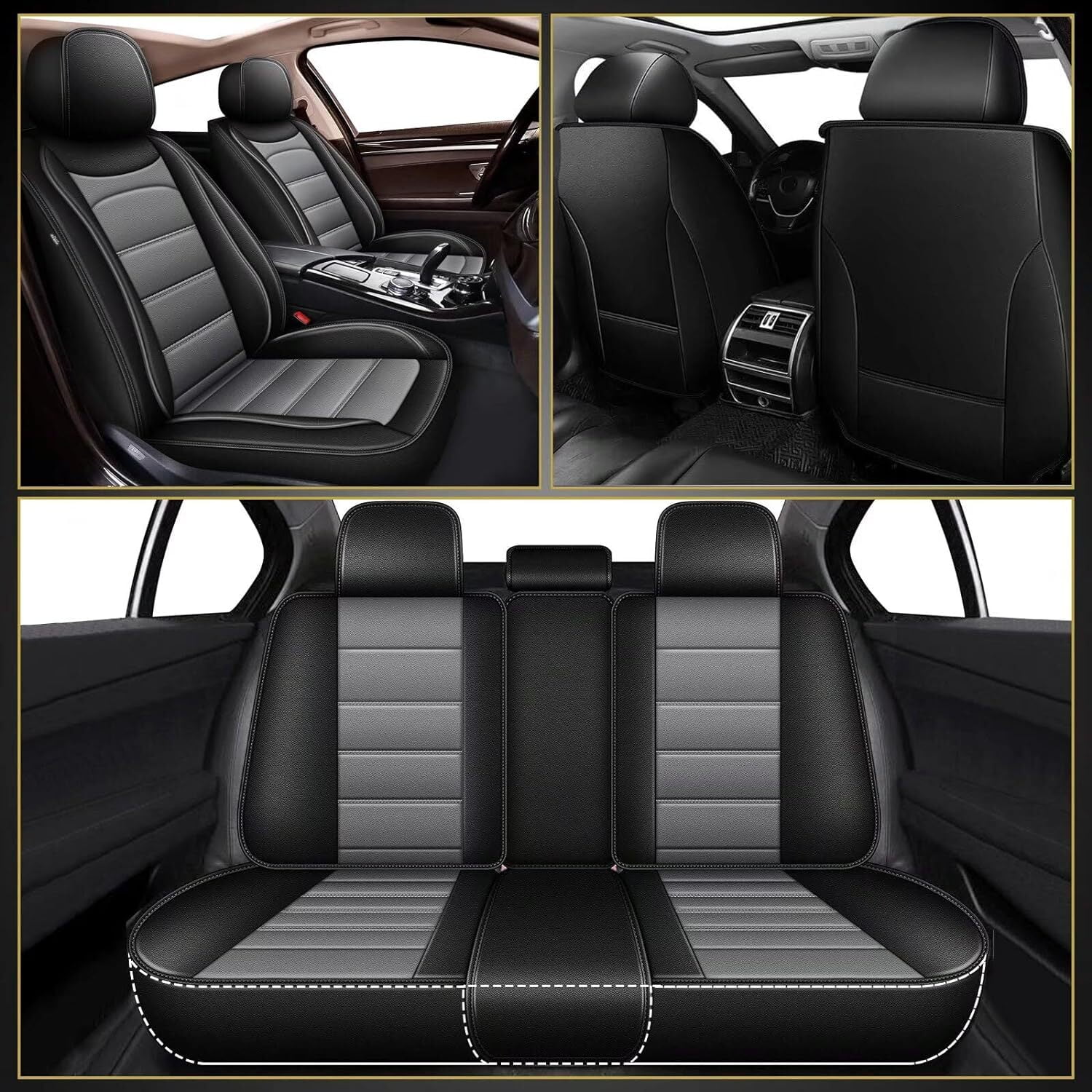 AOMSAZTO Fit Subaru Legacy 1995-2024 Car Seat Cover 5-seat Faux Leather Full Set Compatible Airbag