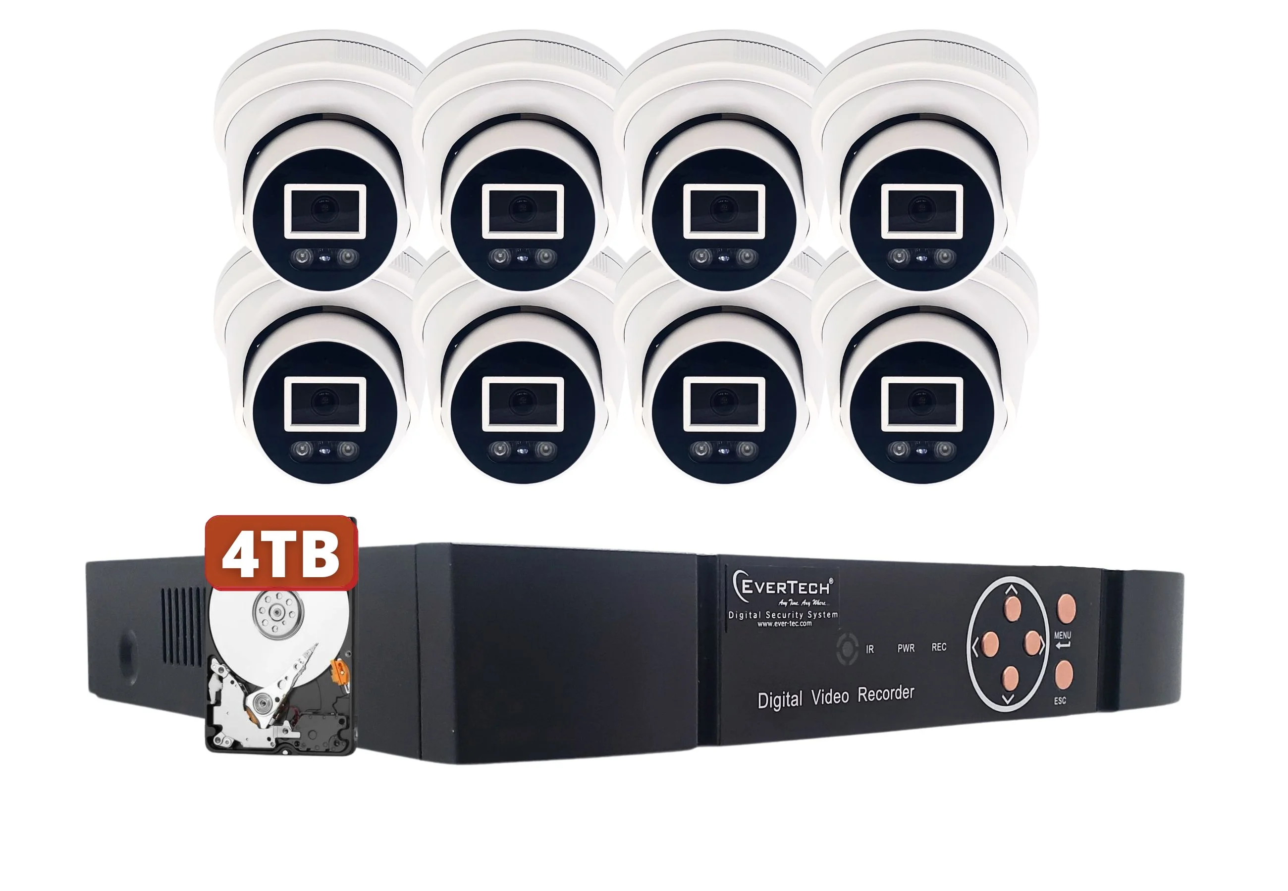 Evertech 8 Channel 4K 8MP IP PoE Surveillance Security Camera System with 4TB HDD and Built-in Microphone