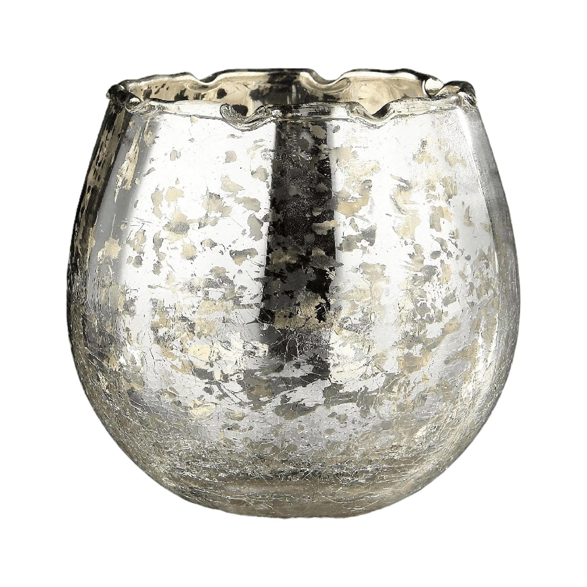 CC Home Furnishings 5” Metallic Silver and Gold Hurricane Glass Pillar Candle Holder