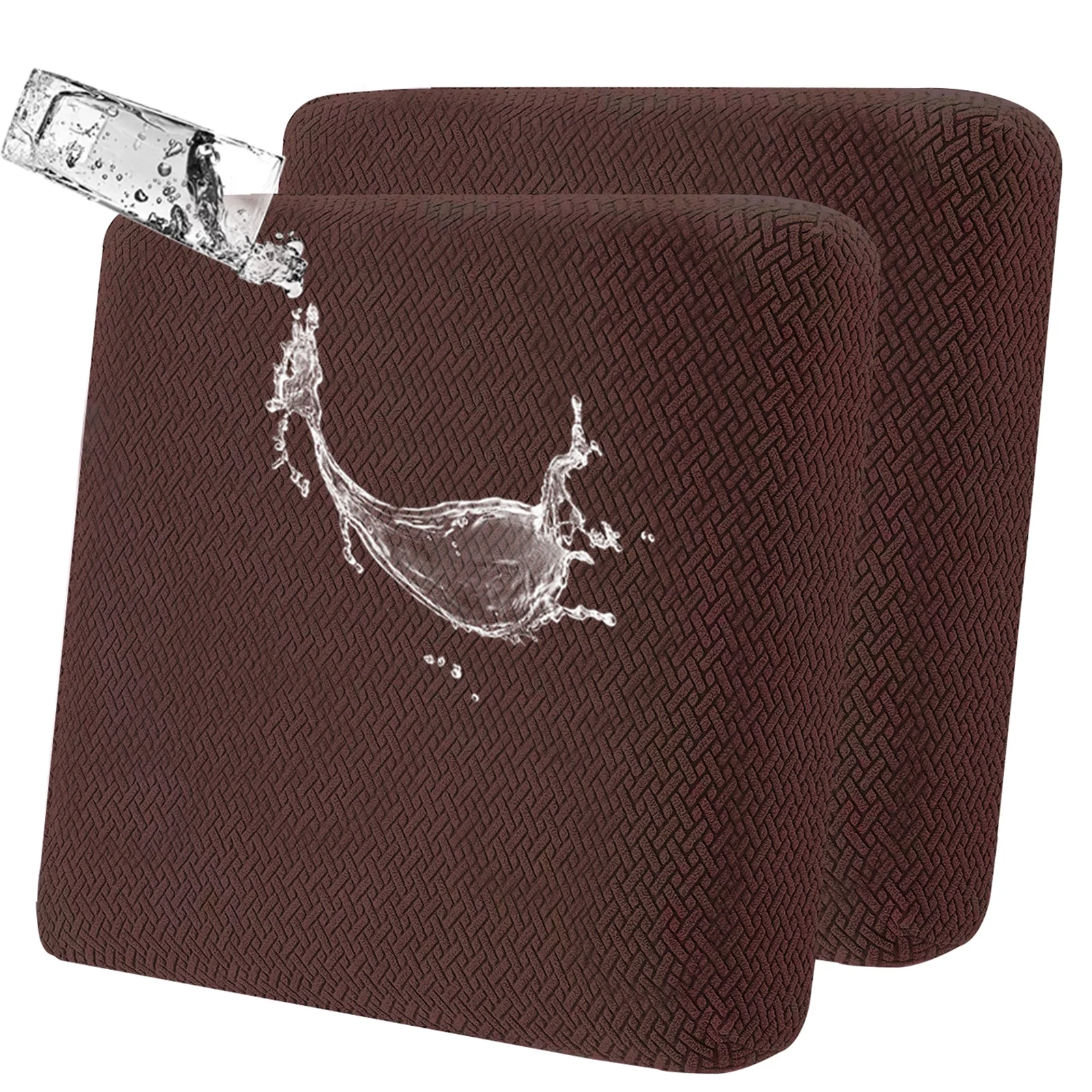 TOPCHANCES 2 Pack Patio Stretch Sofa Cushion Covers, Waterproof Outdoor Furniture Cushion Slipcovers Replacement Chair Seat Protector Covers