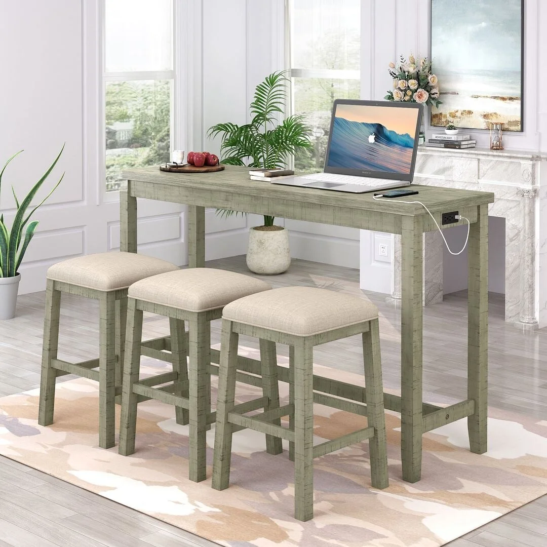 Doggody Do Favor INC Farmhouse Pub Dining Table Set for 3 - 60