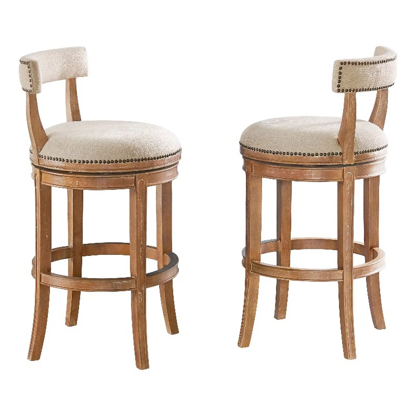 Hanover Swivel Bar Height Bar Stool - Weathered Brown and Beige - Set of 2