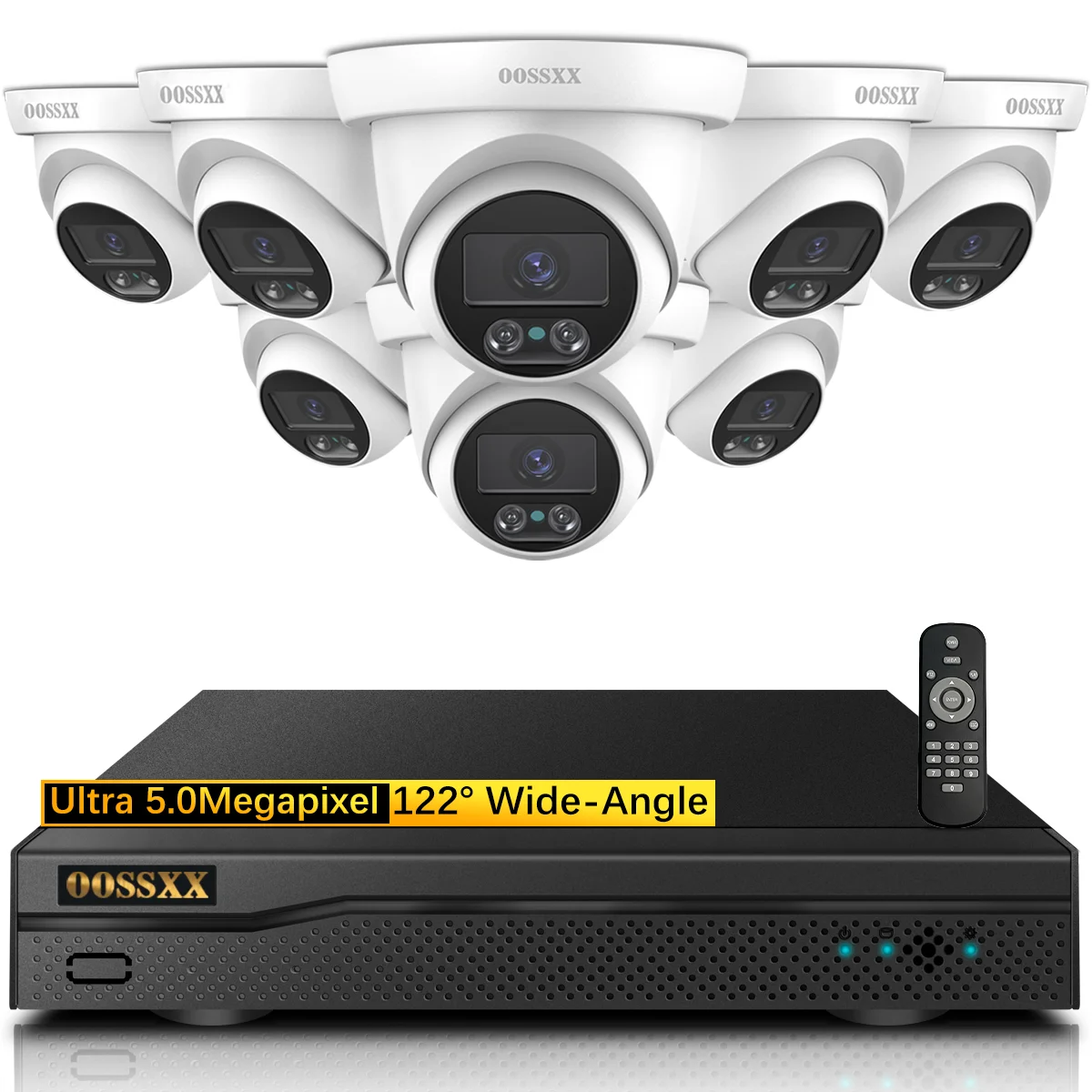 OOSSXX CCTV Camera Security System,8 Outdoor Home Video Surveillance Cameras with 80Ft Night Vision