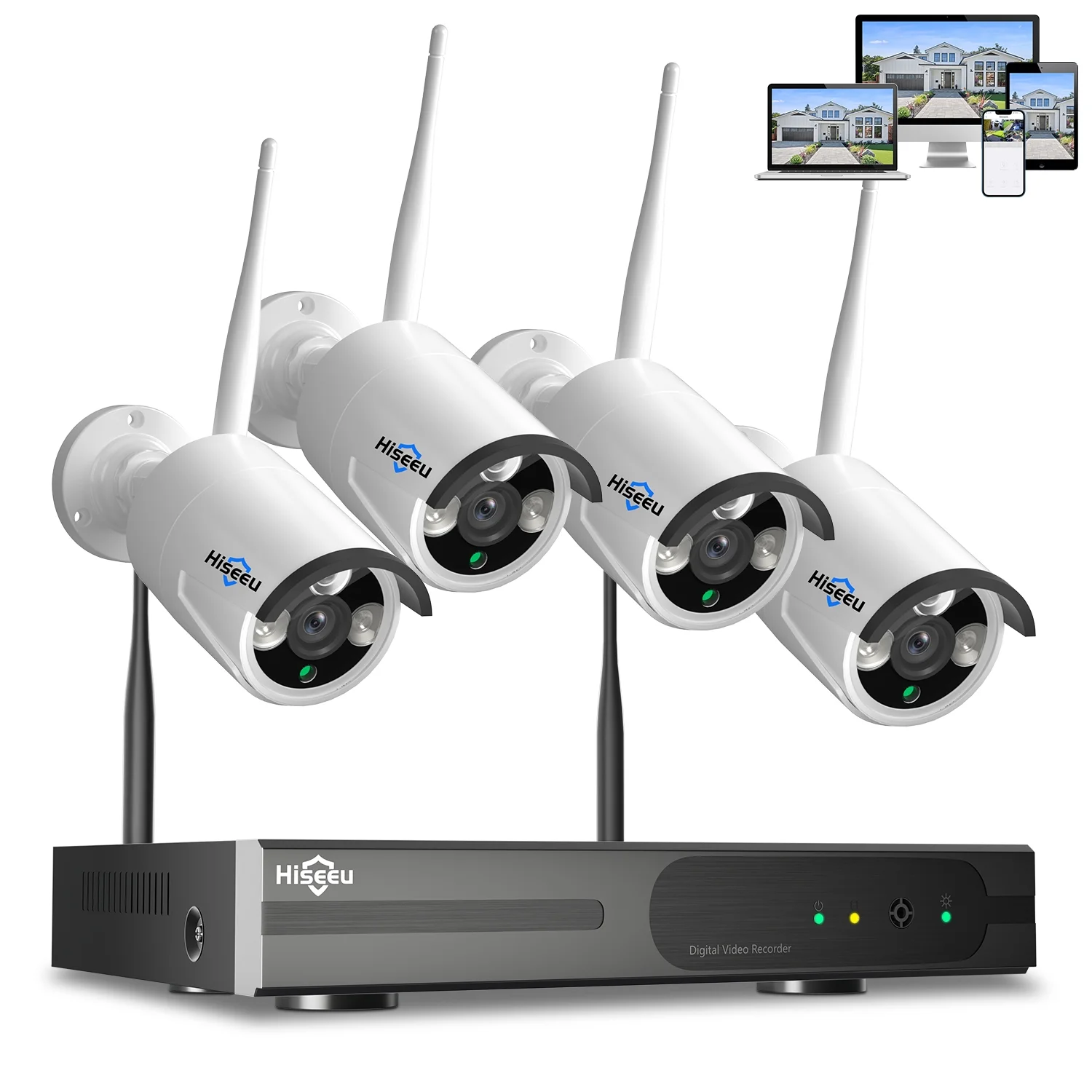 Hiseeu 2K Outdoor Wireless Rechargeable Battery Powered Camera, PIR Motion Detection, Two Way Audio