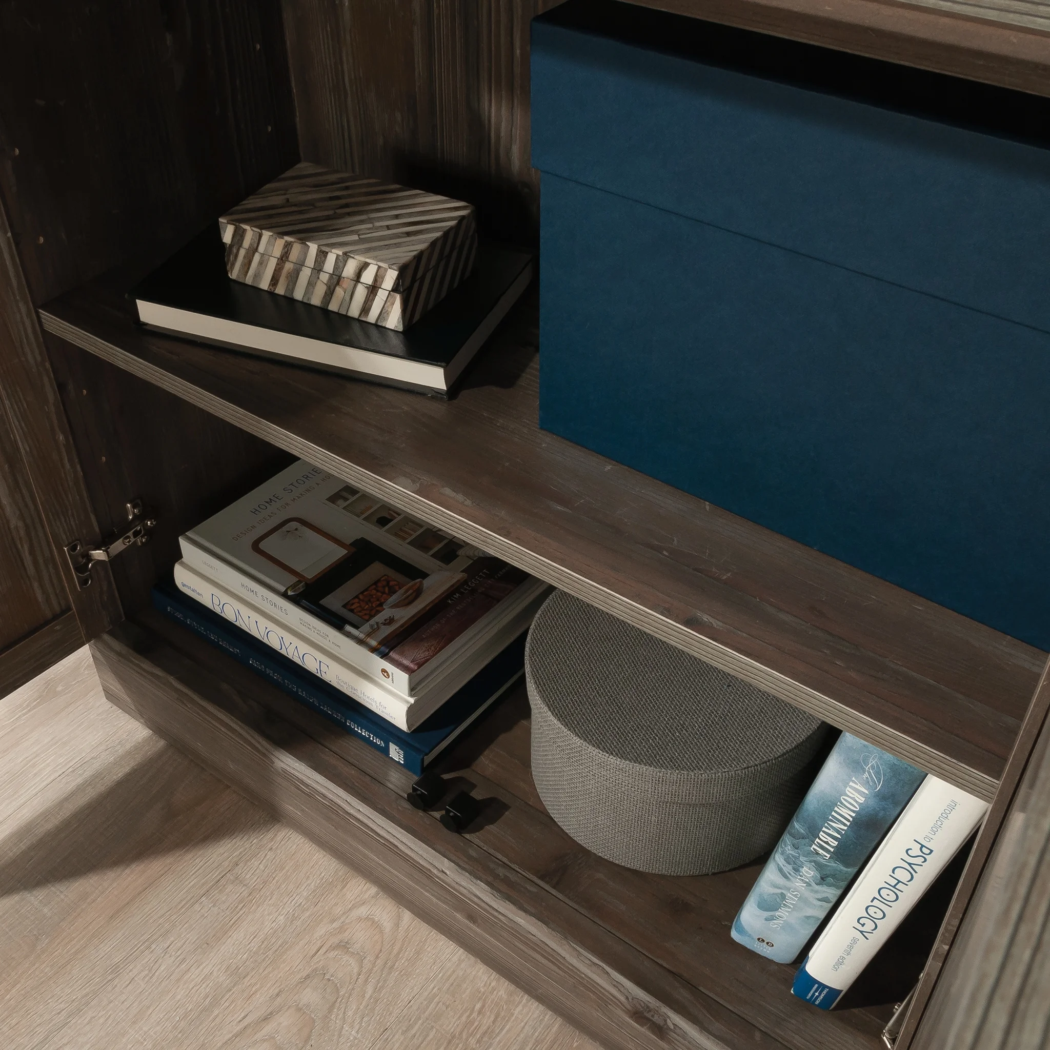 Sauder Aspen Post 5-Shelf Library Bookcase Bookcase, Pebble Pine Finish