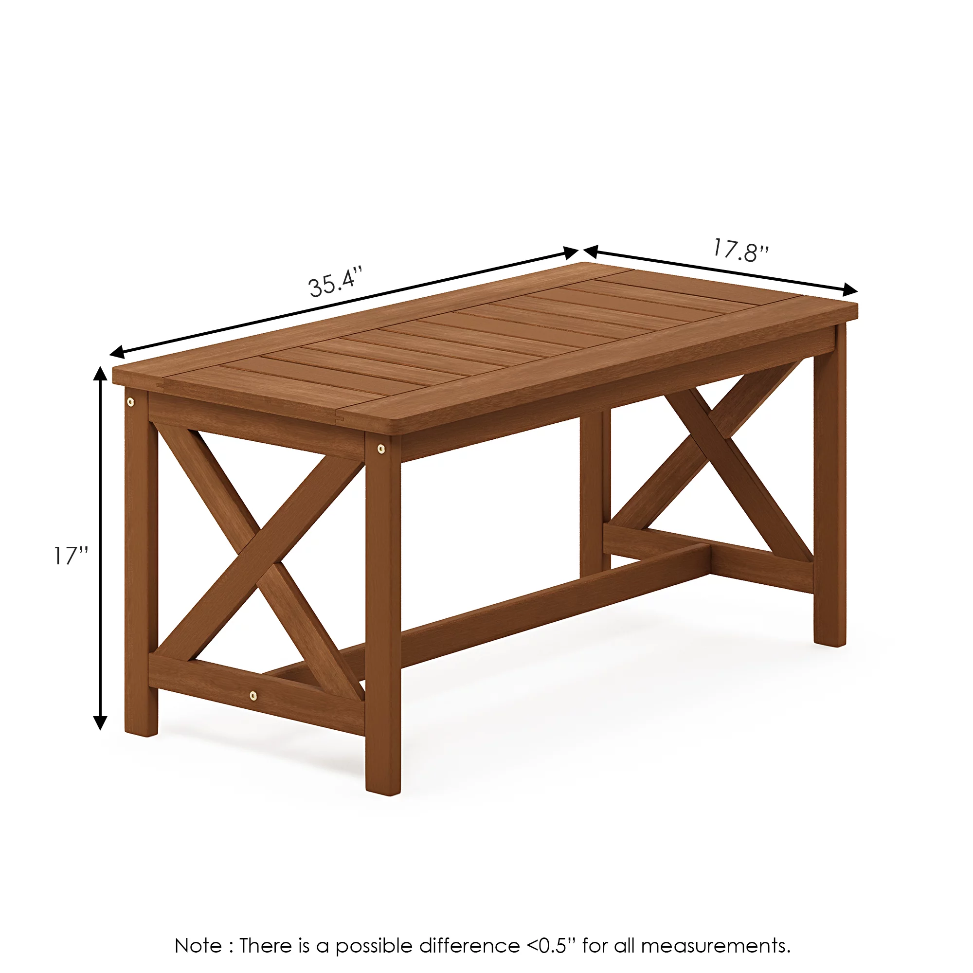 Furinno Tioman Hardwood Coffee Table with X Leg in Teak Oil