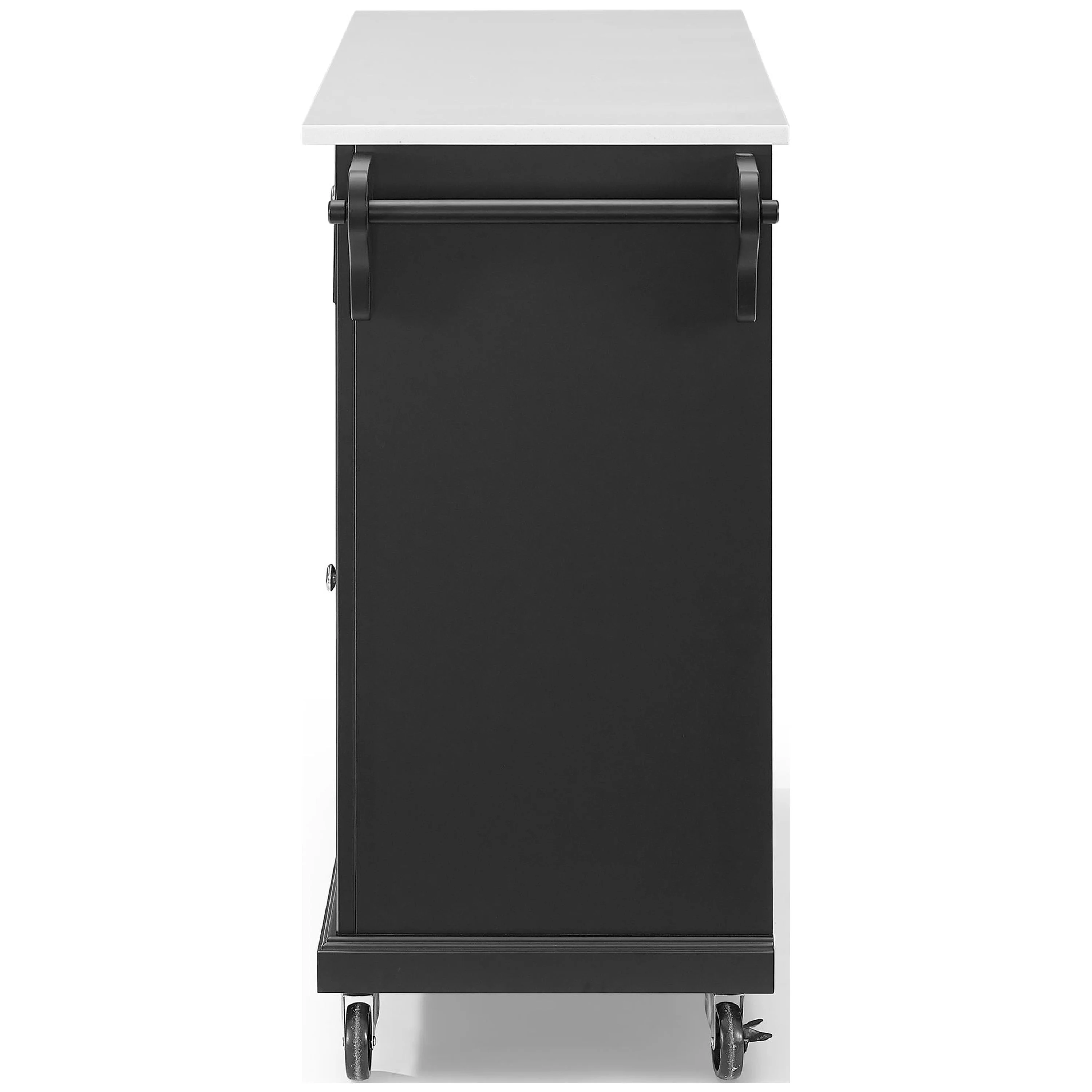 Crosley Furniture Wood Granite Top Kitchen Cart in Black/White