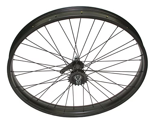 bike 26 x 3.00 Fat Alloy Coaster Wheel 36 Spoke 12gBlack 3/8 Axl Black, Chrome Sprocket Hub Kits.