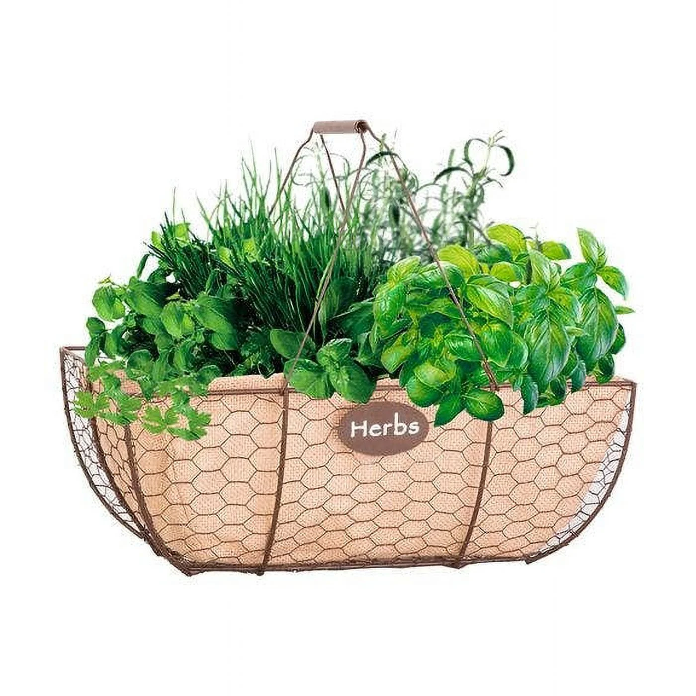 Panacea Rustic Herb Basket with Burlap Liner