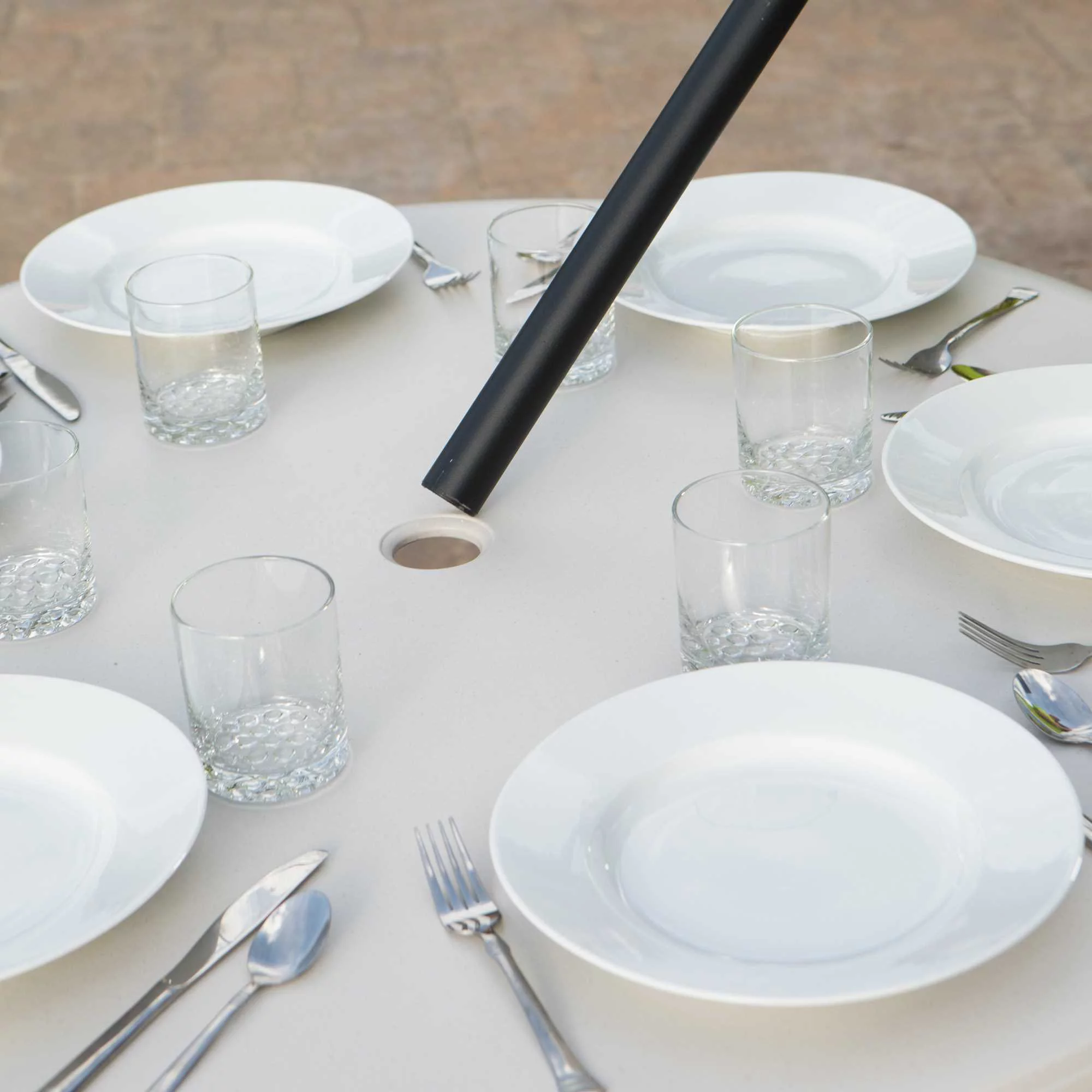 Lifetime Plastic Round Picnic Table, Almond 260205