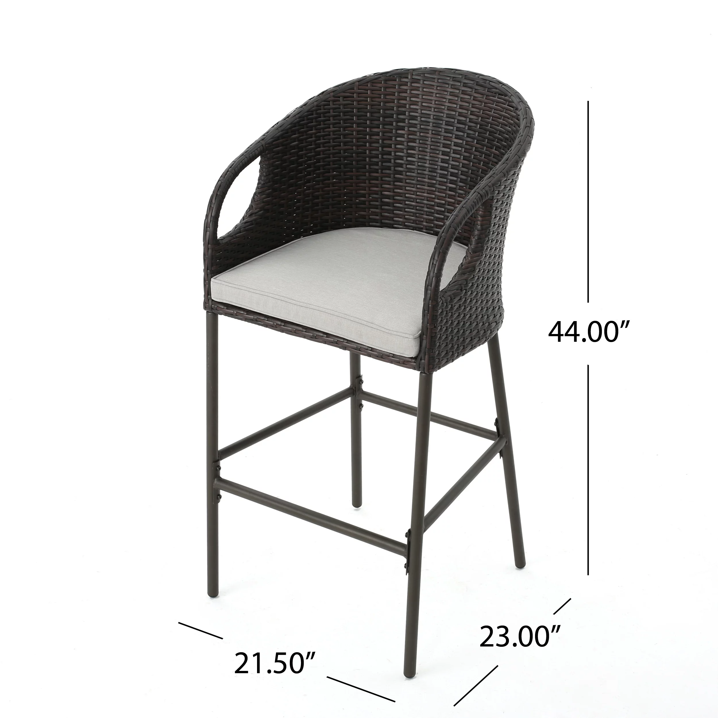 GDF Studio Marcello Outdoor Wicker 5 Piece Bar Set with Cushion, Multibrown and Light Brown