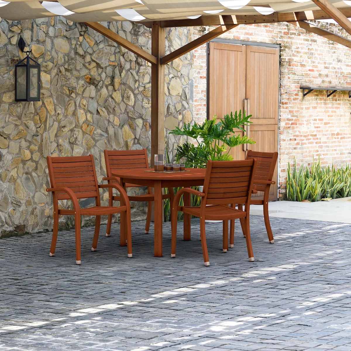 Amazonia Havenwood 5-Piece Solid Wood 100% FSC Patio Dining Set