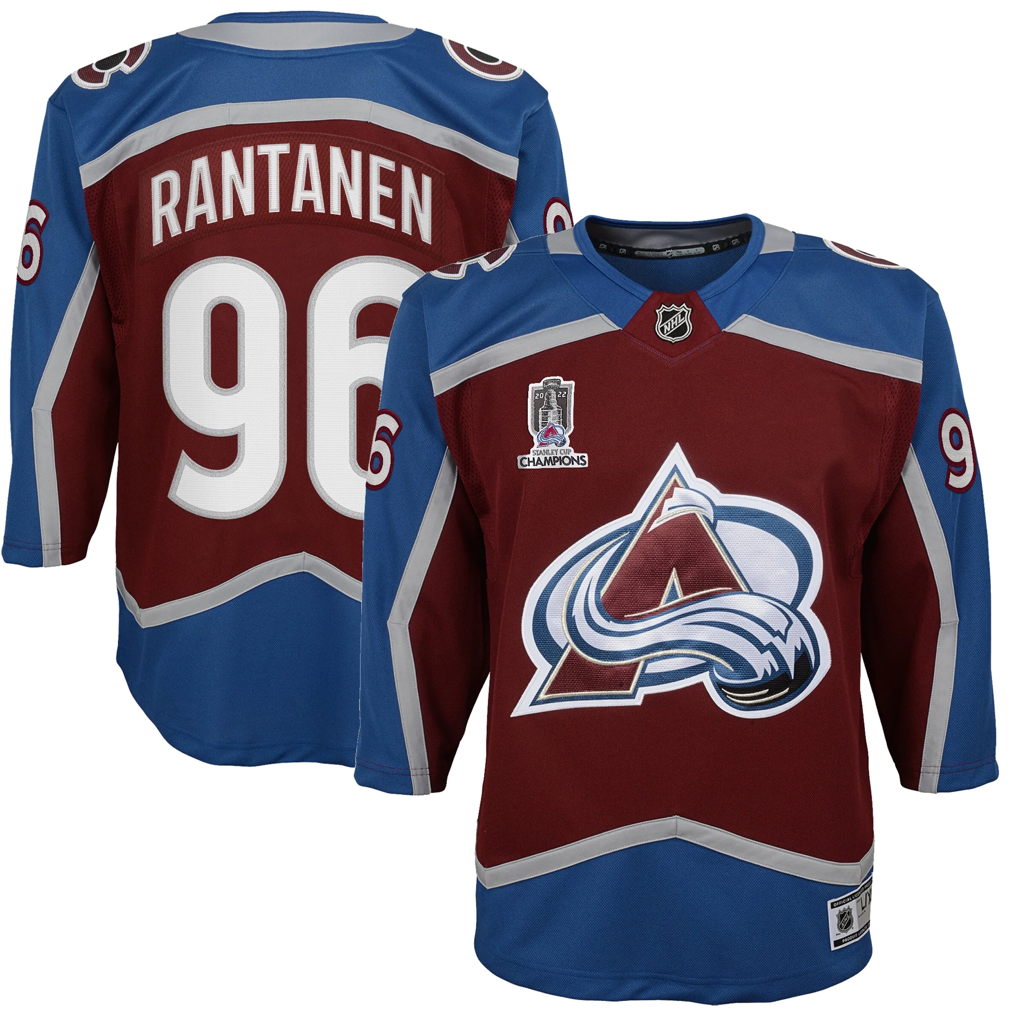 Youth Mikko Rantanen Burgundy Colorado Avalanche Home 2022 Stanley Cup Champions Premier Player Jersey
