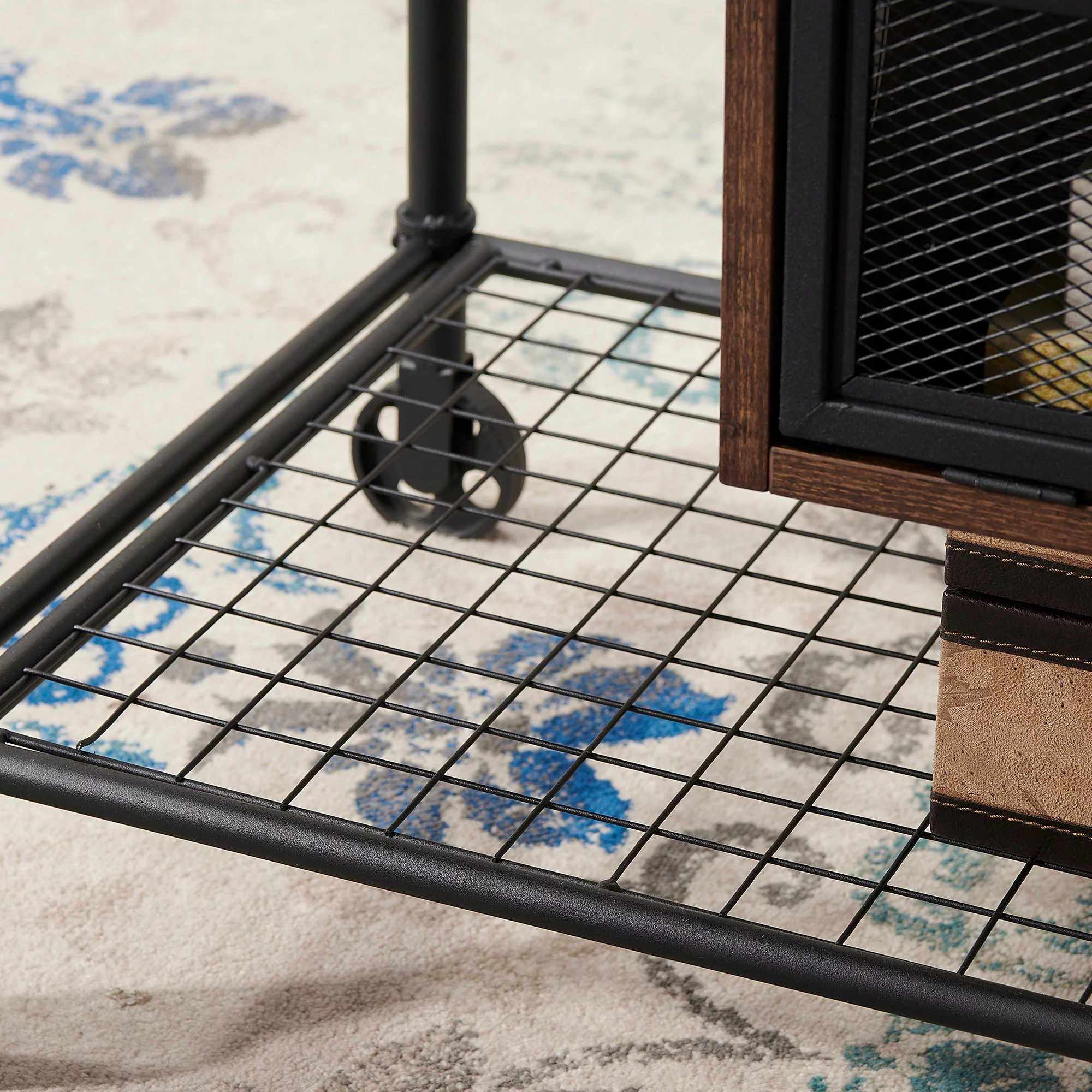 VECELO 3 Piece Coffee Tables Set Includes 1 Coffee Table and 2 End Table, Industrial Coffee Table with Roller and Sofa Table Living Room Set, Brown