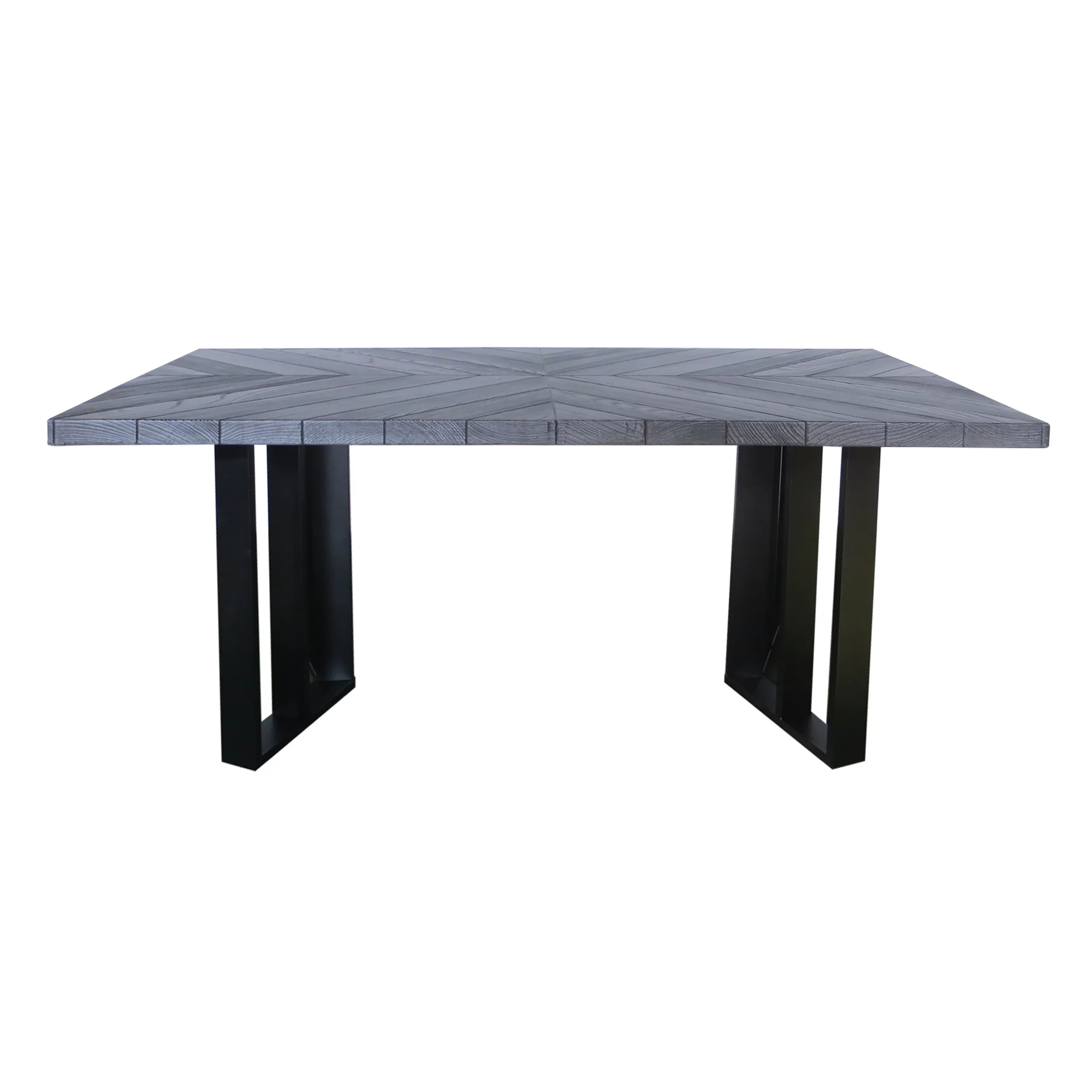 Veronica Outdoor Textured Oak Finish Light Weight Concrete Dining Table,Grey