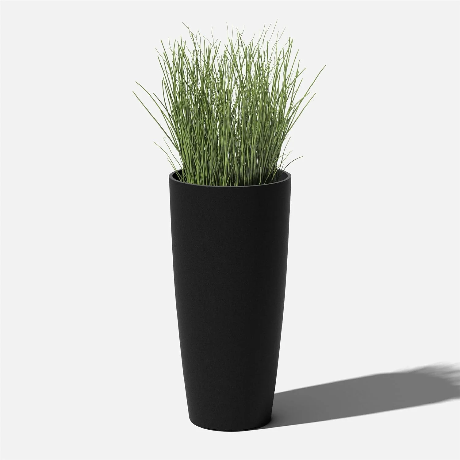 Mason Series Vega Planter - Round Tall Planter for Indoor or Outdoor Porch/Patio | Made from Plastic & Concrete with Drainage Holes | Modern Décor for, Flowers, Interior Plants