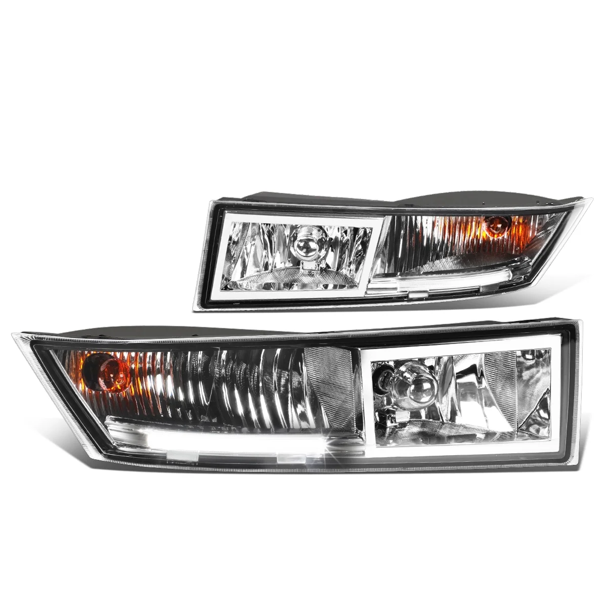 DNA Motoring FL-ZTL-258-CH For 2007 to 2014 Cadillac Escalade ESV/EXT Pair Bumper Driving LED DRL Fog Light Lamp Clear Lens 08 09 10 11 12 13