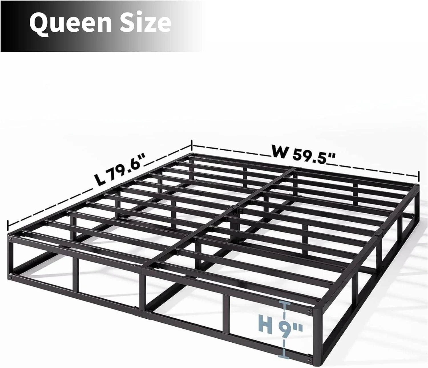 YILAN Queen Box Spring 9 Inch High Profile Strong Metal Frame Mattress Foundation, Quiet Noise-Free,Easy Assembly, 3000lbs Max Weight Capacity