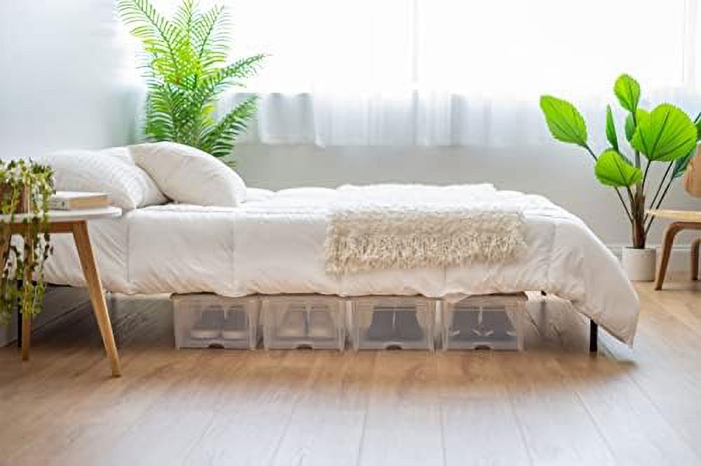 CHNBVC 6 Pack Super Wide Front Entry Stackable Shoe Box